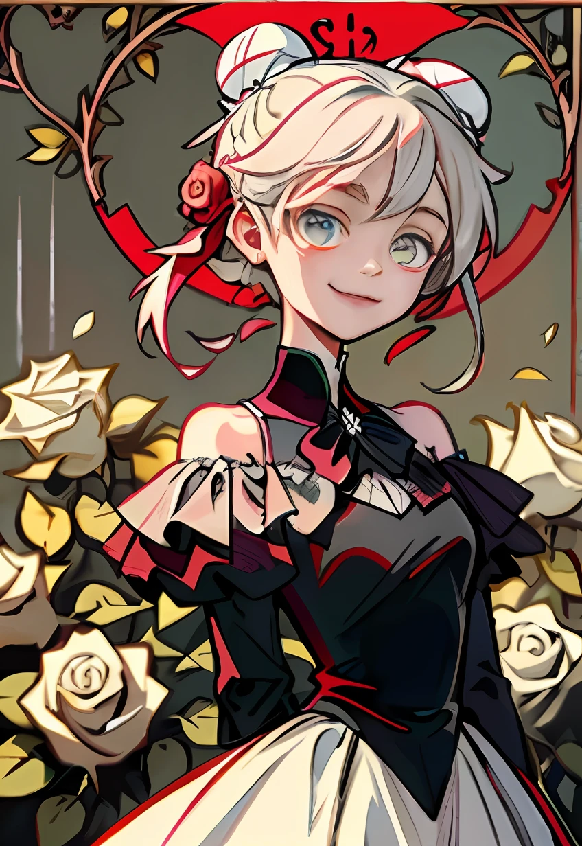 Close up of a cartoon character with dress and hat, , [[[[grinning evily]]]], lolidress, lollipop, portrait of magical girl, Splash art anime Loli, Pidaily ranking, Pisif, Also, zerochan art, Pisif Contest Champion, Official artwork, The background changes to natural wind vines spreading from top to bottom