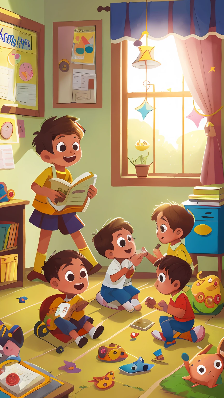 Children playing inside the school.