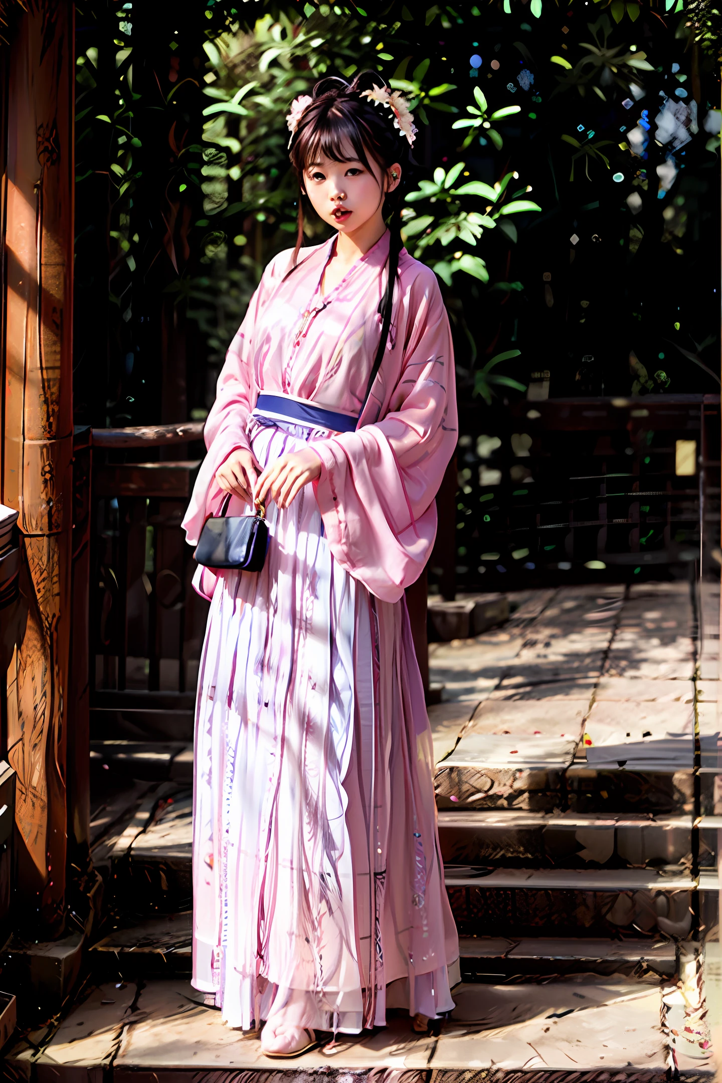 Full body photo of the girl,Wore a transparent top,and transparent bottoms,It has a one-meter-long tongue and pink toes,Three-dimensional facial features,The body is plump and fair