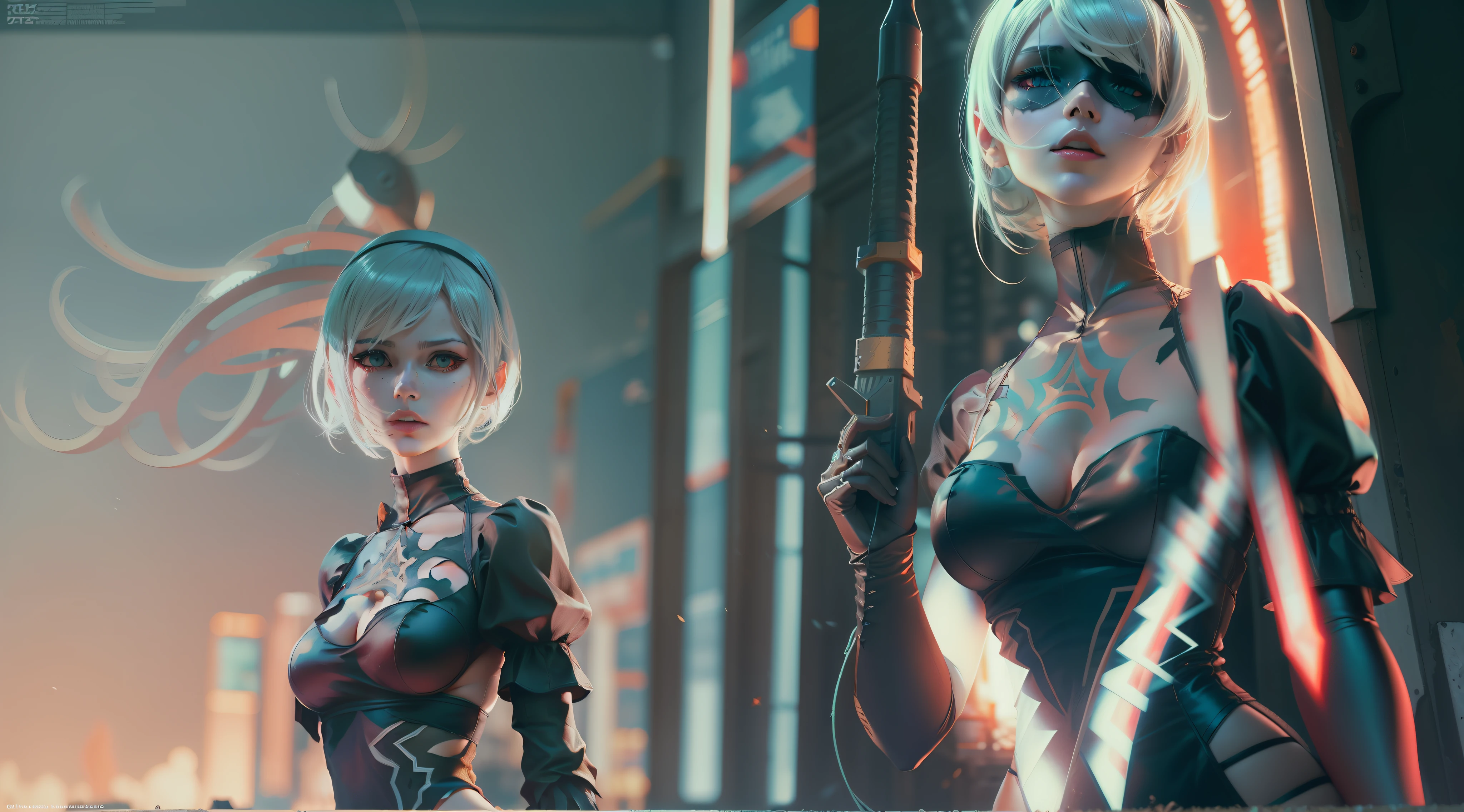 2b nier automata, Yorha Modelo 2, cana, Falda muy, muy corta, ultra realista, kinematics, ultra detallado, braless, sin sosten, media, Chica de anime con espada y espada en la ciudad por la noche, Anime Arte cyberpunk, Arte digital cyberpunk anime, arte de anime cyberpunk, Cyberpunk futurista neo, Anime cyberpunk moderno, Digital Cyberpunk - Arte Anime, estilo de arte cyberpunk, Chica de anime cyberpunk, Anime Cyberpunk, cyberpunk themed art, Chica femenina de anime cyberpunk, cyberpunk 2 0 y. o Chica modelo, Arte digital cyberpunk, Cyberpunk anime chica mecha