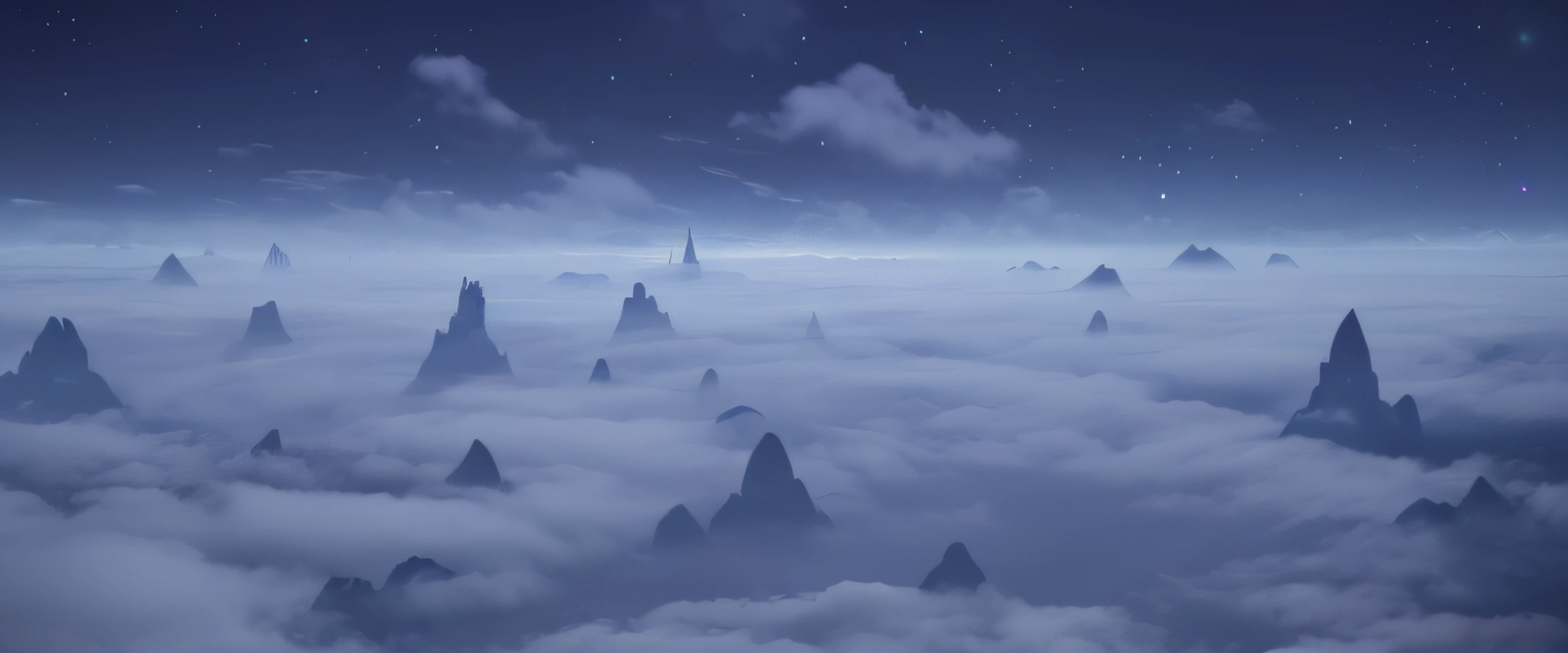 There are many mountains in the sky,There are clouds underneath, Atmospheric fantasy sky, volumetric clouds and fog, floating lands in-clouds, Floating mountains, ethereal landscape, upon the clouds, avatar landscape, wlop and RHADS, Misty clouds, city in the clouds, Above the clouds, matte painting arcane dota pixar, Atmospheric fantasy setting, view above the clouds --auto