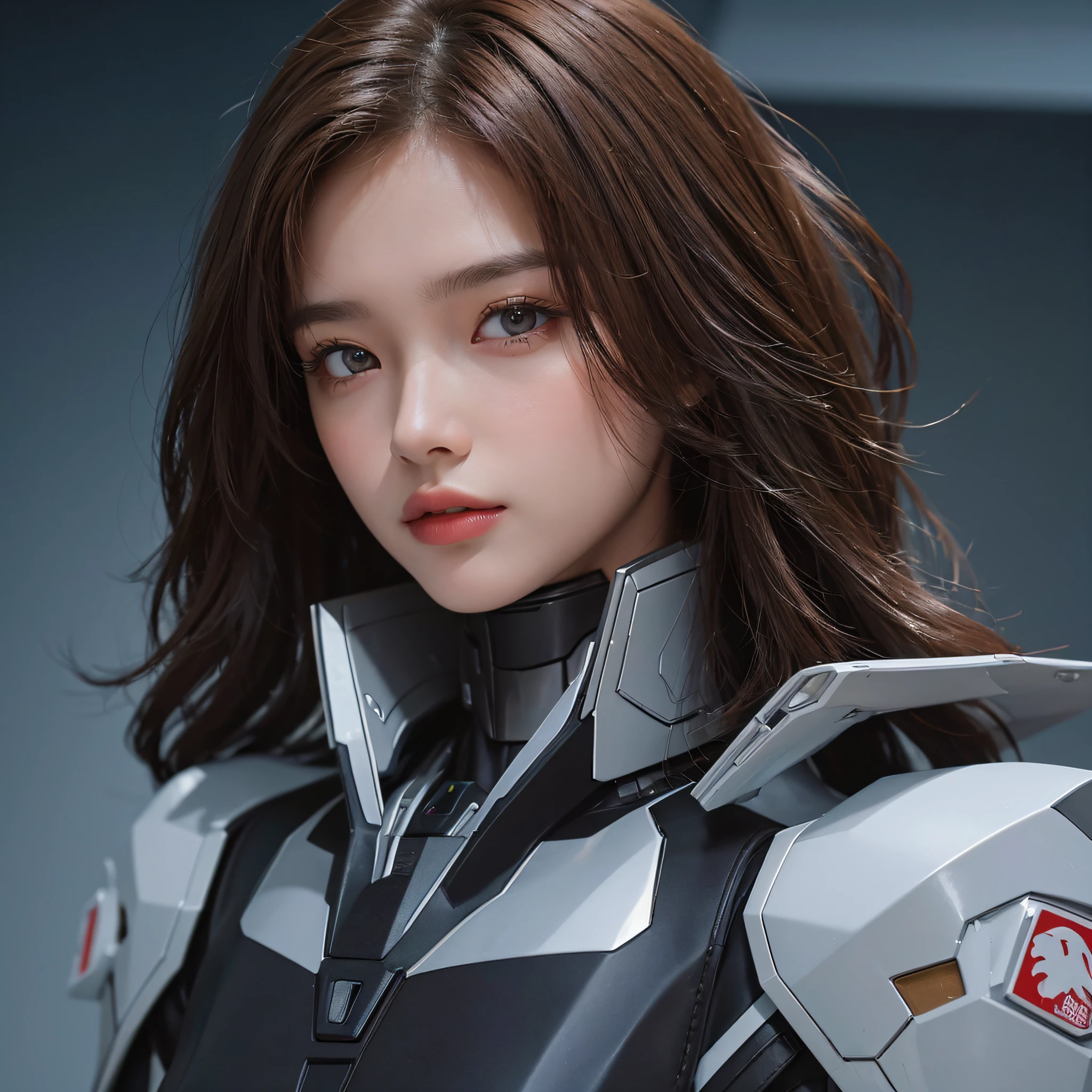((Top Quality, 8k, Masterpiece: 1.3)), Beauty, 1 girl, Mecha, Russian Girl, Dark Short Brown Hair, Full Body, (Assymetries Pose), Ultra Detailed Face, Highly Detailed Lips, Detailed Eyes, Double Eyelids, Futuristic Background, Aspect Ratio 9:16 --auto