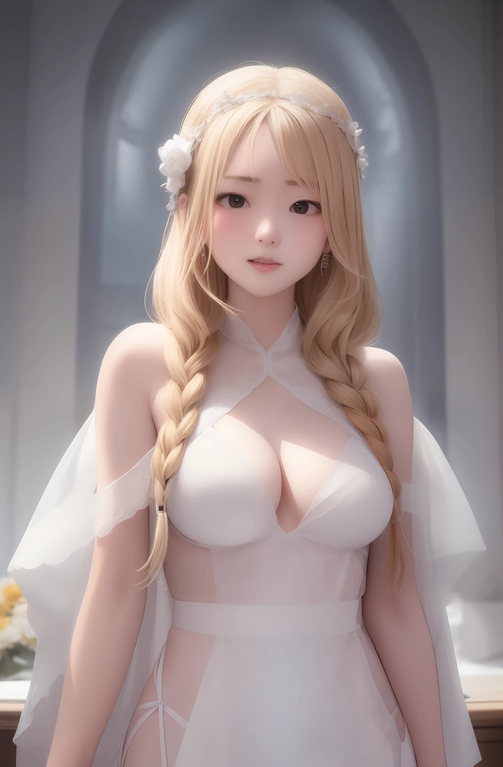 比基尼,blond hairbl,white skinned,2.5D