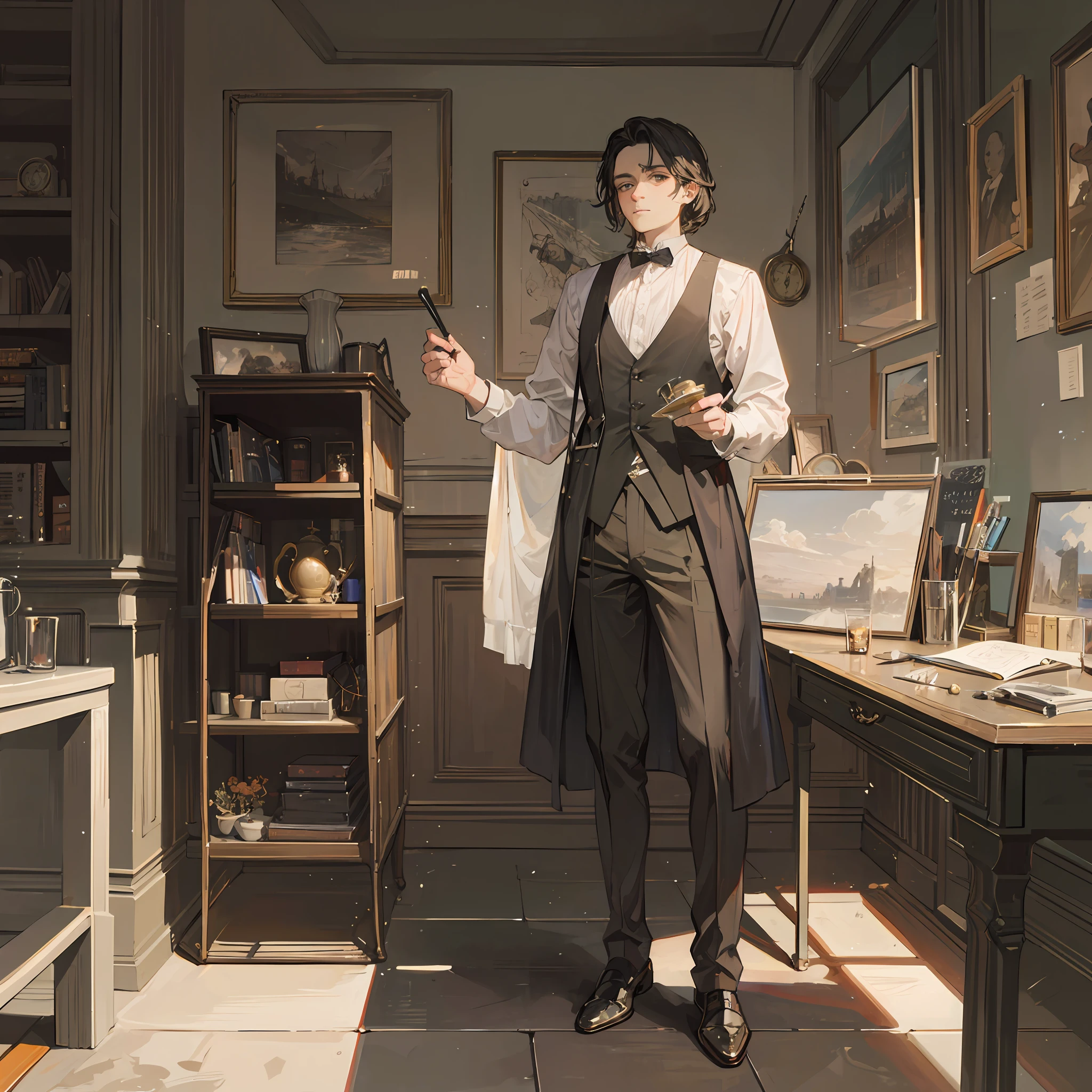 Edgar Bundy: Antonio Stradivari working in his studio, ano 1893.