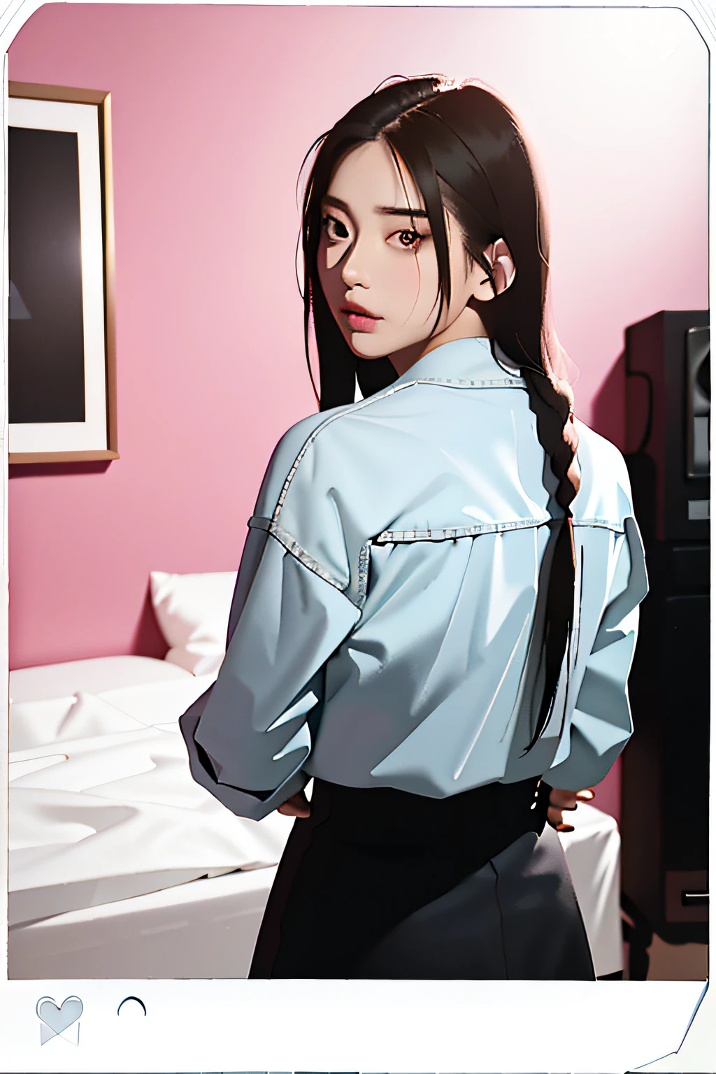 Polaroid film,tmasterpiece,Best quality at best,,Korean girls,pink back ground,ulzzangs