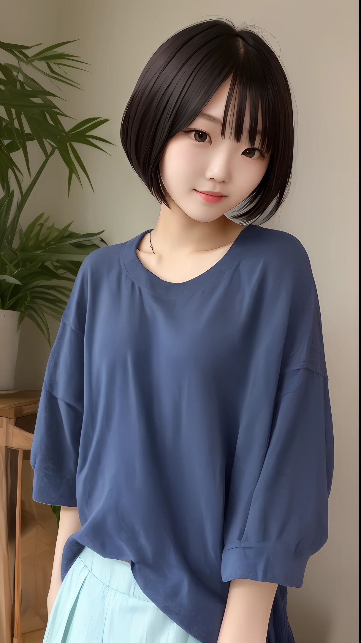 Short hair female Chinese girl superb masterpiece
