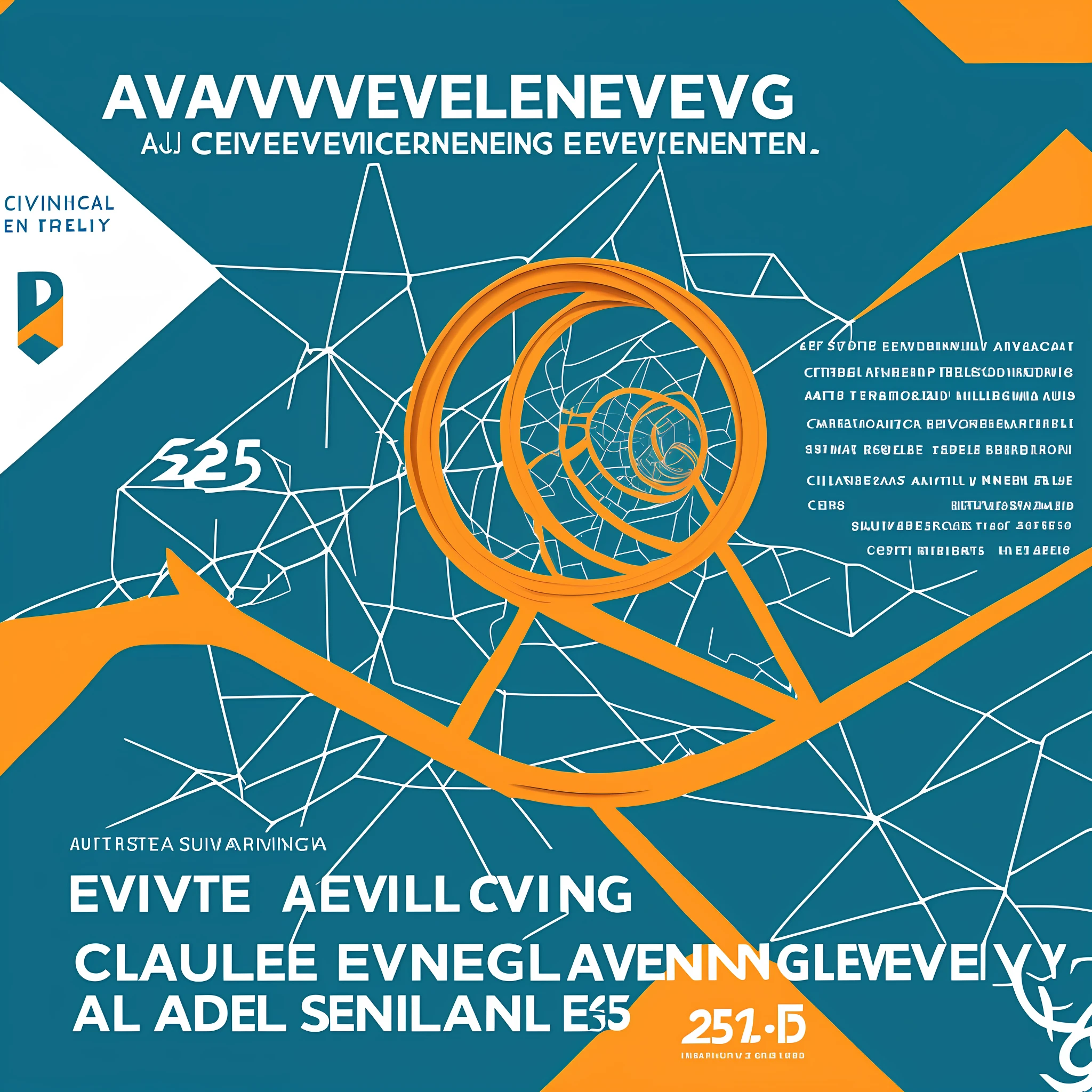 The logo for the 25th edition of the EENG Civil Event, a focused academic event on civil engineering, is a visually captivating representation of the field. It features a modern blue bridge symbolizing stability and trust. Geometric shapes in warm colors like triangles and circles represent engineering principles. The typography is clean and legible. The logo conveys innovation, collaboration, and advancements in civil engineering. --auto