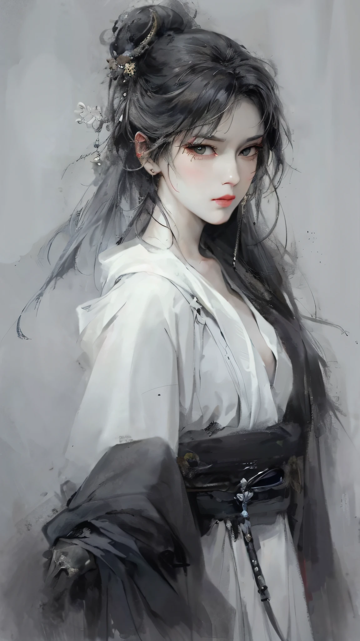 a close up of a woman with white hair and a white mask, beautiful character painting, guweiz, artwork in the style of guweiz, white haired deity, by Yang J, epic exquisite character art, stunning character art, by Fan Qi, by Wuzhun Shifan, guweiz on pixiv artstation