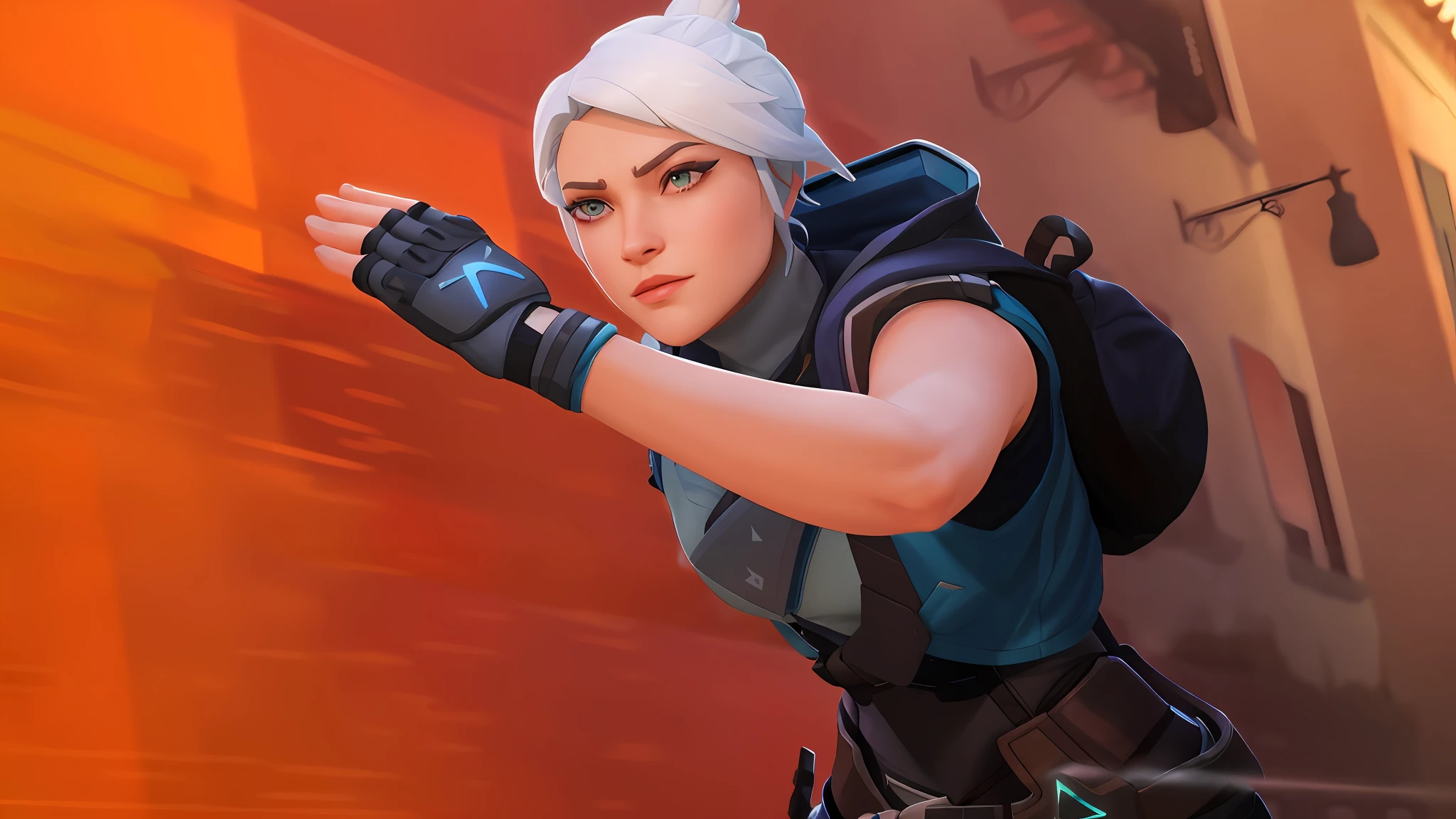Arafed personagem feminina em uma roupa azul segurando uma arma, Personagem de Fortnite, Ashe, valorant character, como um personagem de fortnite, Ashe, Overwatch, Captura de tela de Fortnite, Estilo de Arte Fortnite, closeup estilo gesto pesado, Zarya, jett de valorant, epic game portrait, sojourn from overwatch, Brigitte, De Overwatch, como personagem de overwatch