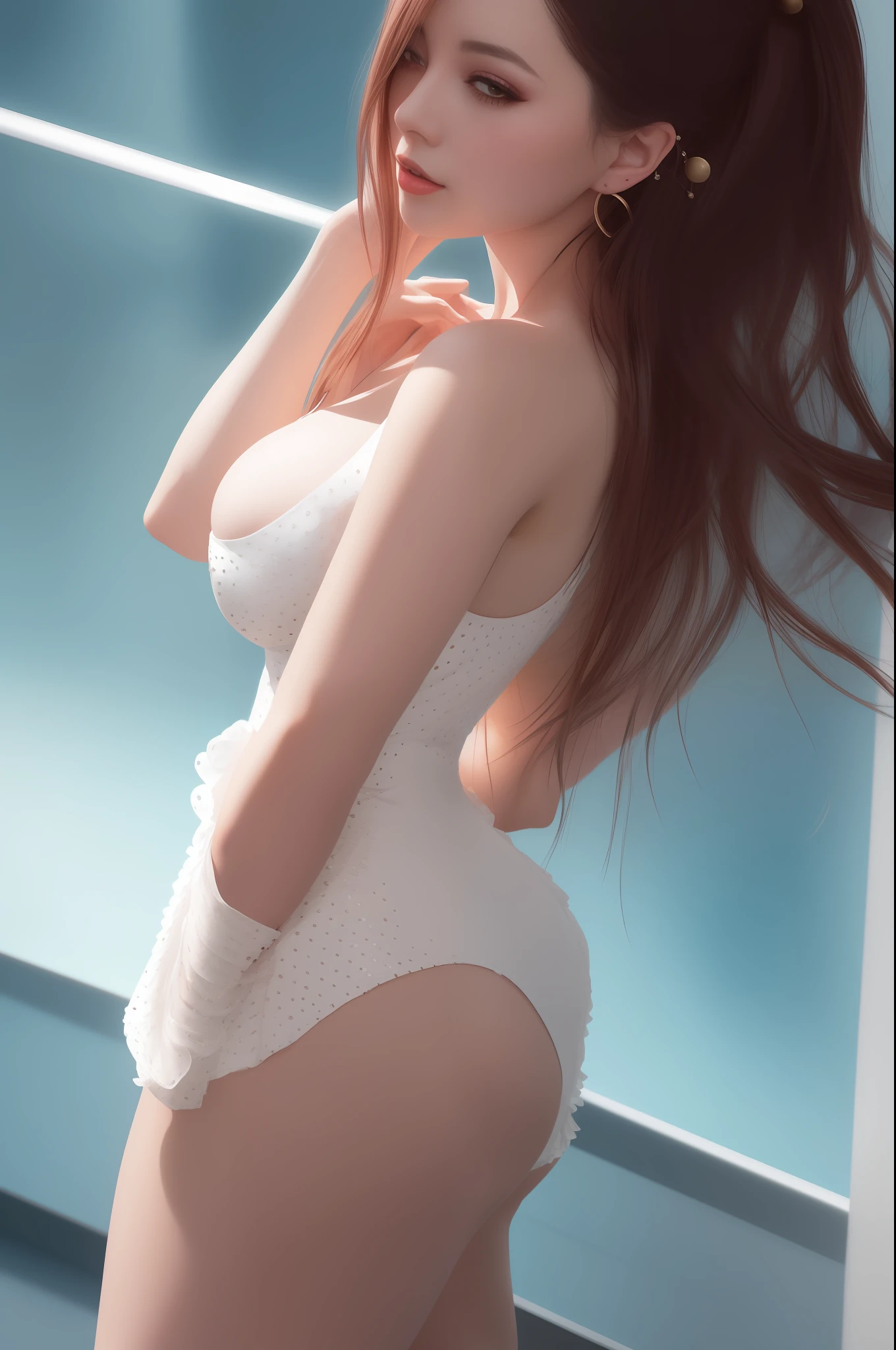 A woman with very large breasts poses in a dress with raised spots, Guviz, IG model | Art germ, trending on cgstation, Guviz-style artwork, Loish et WLOP, yanjun cheng, beautiful and seductive anime woman, style of wlop, by Yang J, WLOP Art, a stunning young ethereal figure