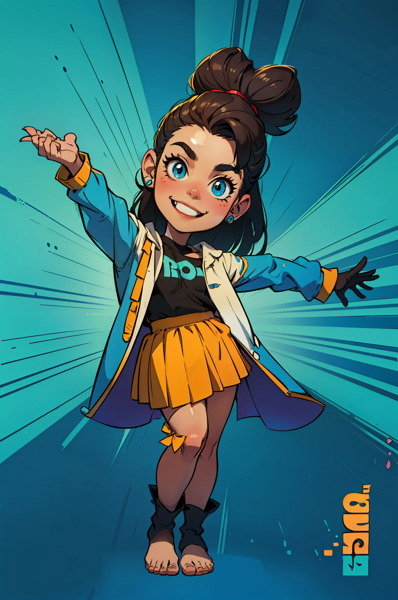 Mulher, estilo dos desenhos animados, sorrindo, pixar style.
