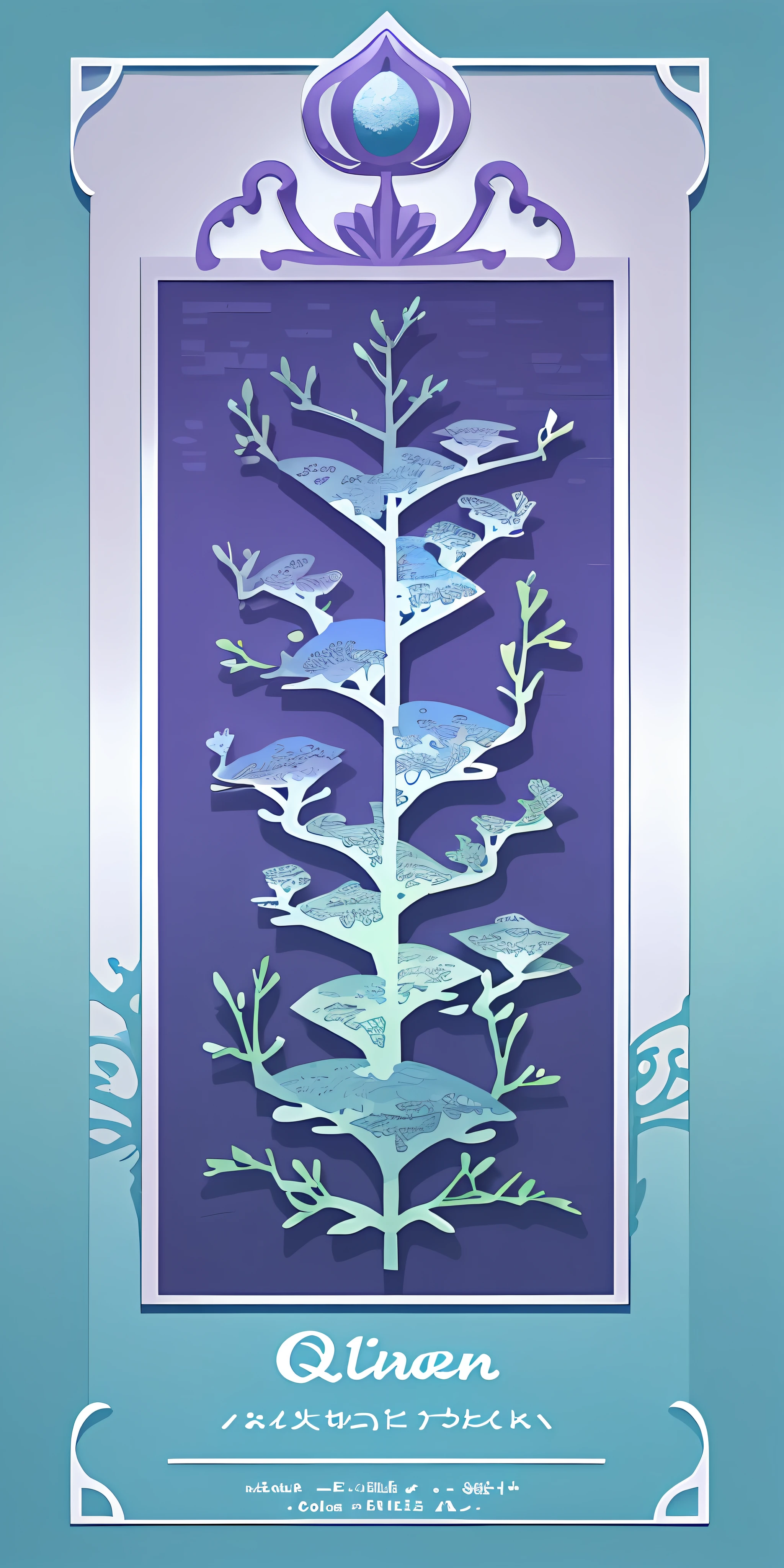 Q version wallpaper background,Blue-purple,super adorable,lichen,Simple,Paper cut style,Paper texture