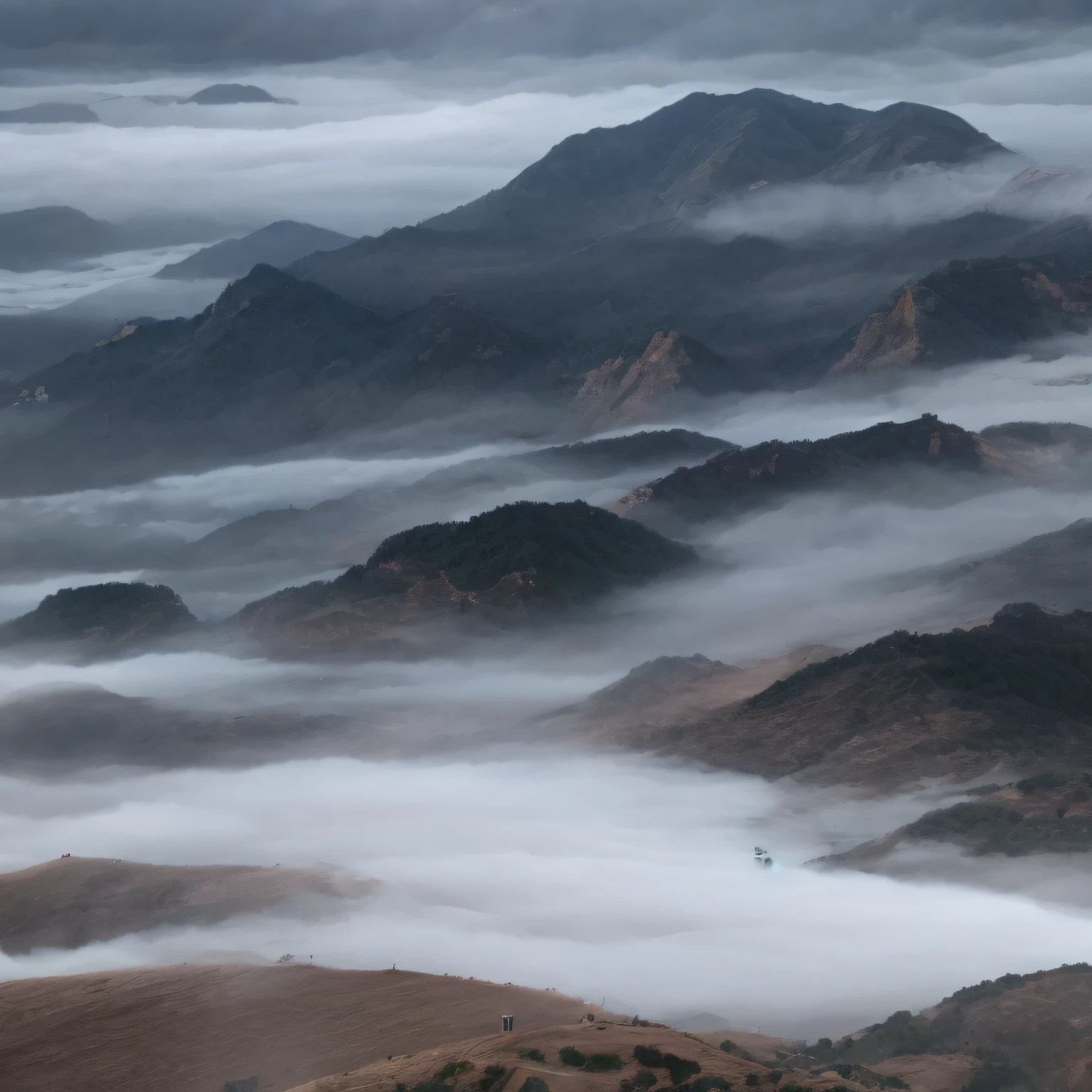 zona rural,in the early morning,Sea of Clouds,4K --auto