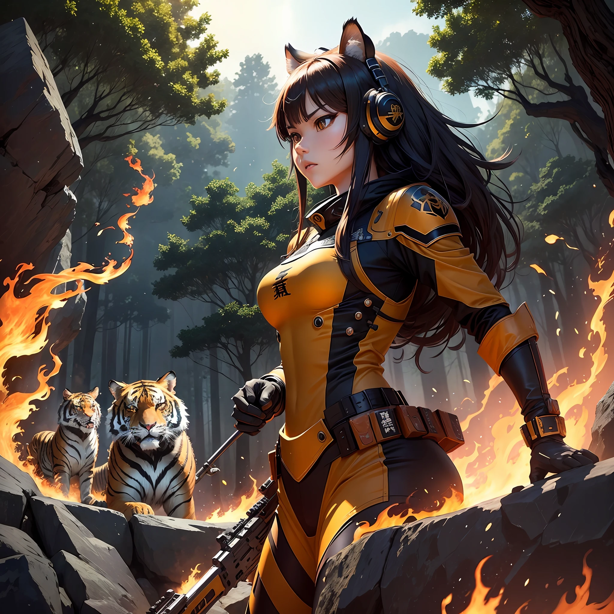 a tiger,mechs,独奏,firey,boa,wings,Long Gun,firey焰,ln the forest,Rocks,planet earth,bucktooth,Don't get angry --auto