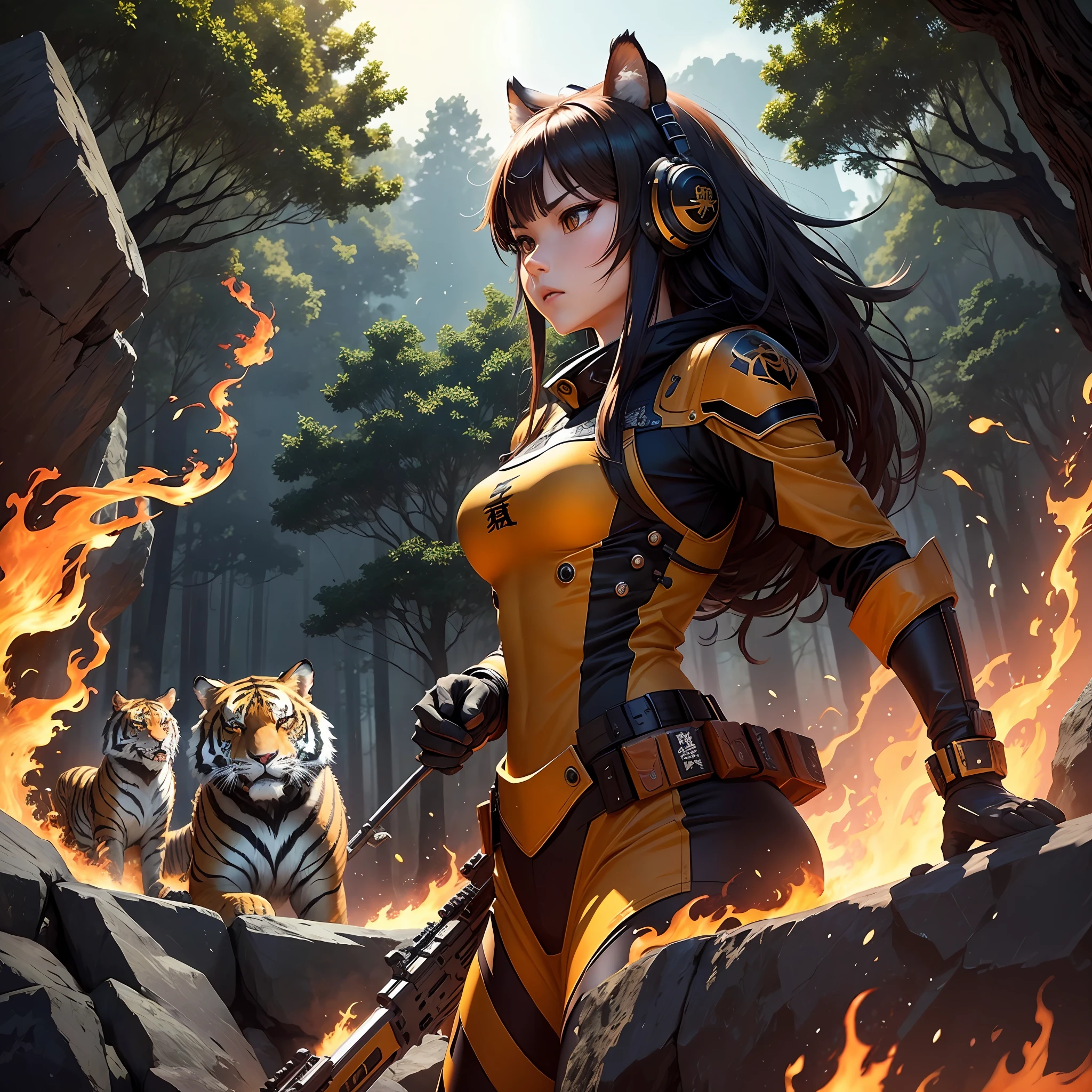 a tiger,mechs,独奏,firey,boa,wings,Long Gun,firey焰,ln the forest,Rocks,planet earth,bucktooth,Don't get angry --auto
