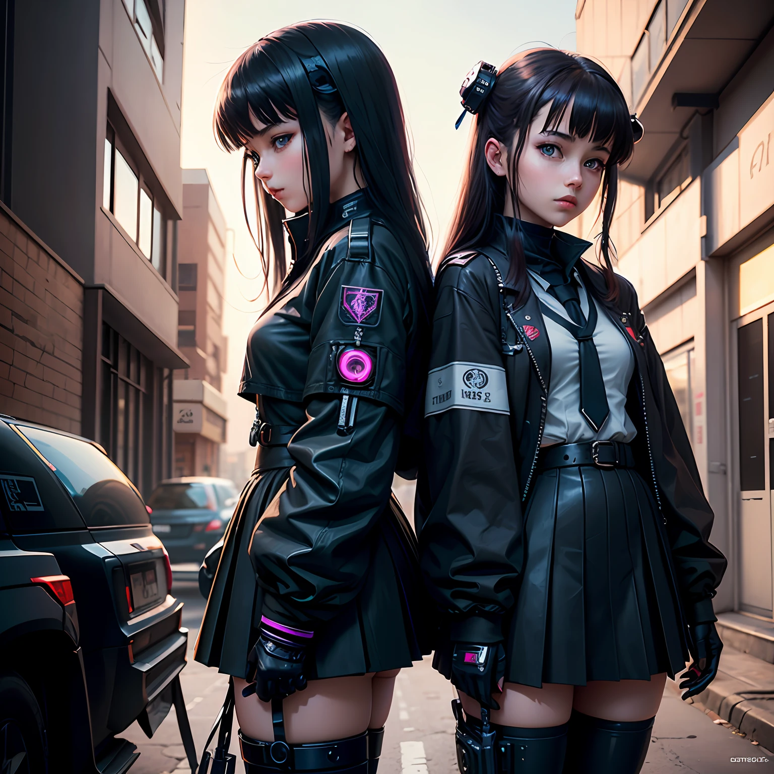 cyber punk perssonage，schoolgirls，gentleness，On the planet --auto