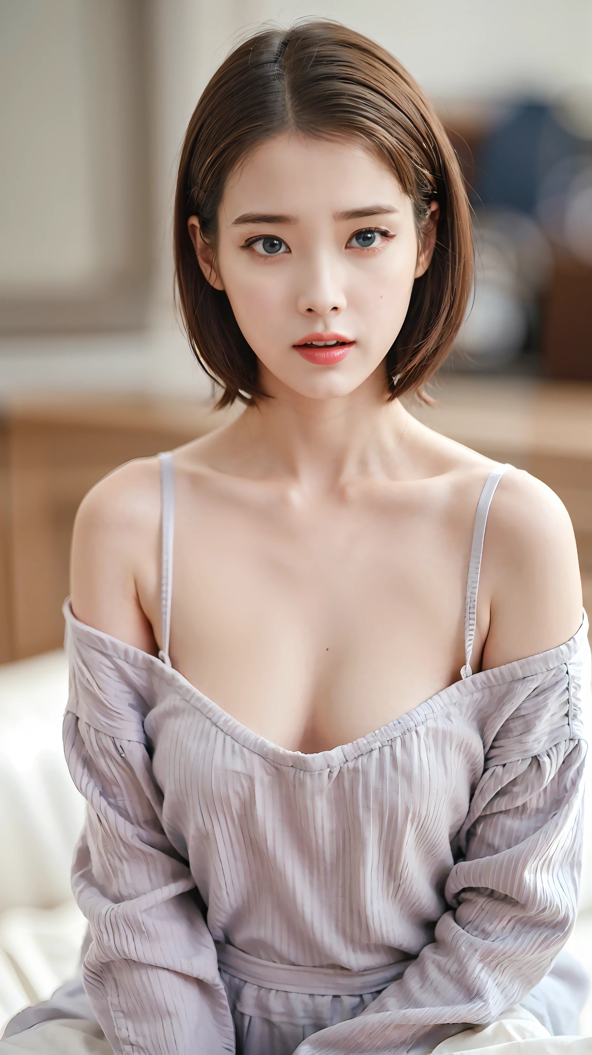 Unbeatable masterpiece, perfect artwork, ((perfect female figure)), short hair, blonde, skinny, realism, solo, (realism: 1.4), best quality, ultra high resolution, 1girl, porcelain, kpop ido, full body, (c cup), low neckline, beautiful, masterpiece, best quality, very detailed face, perfect lighting, solo, plain makeup, best quality, super high resolution, (realistic:1.4), super detailed, masterpiece, best quality, 👍 ulzzang - 6500-v1.1