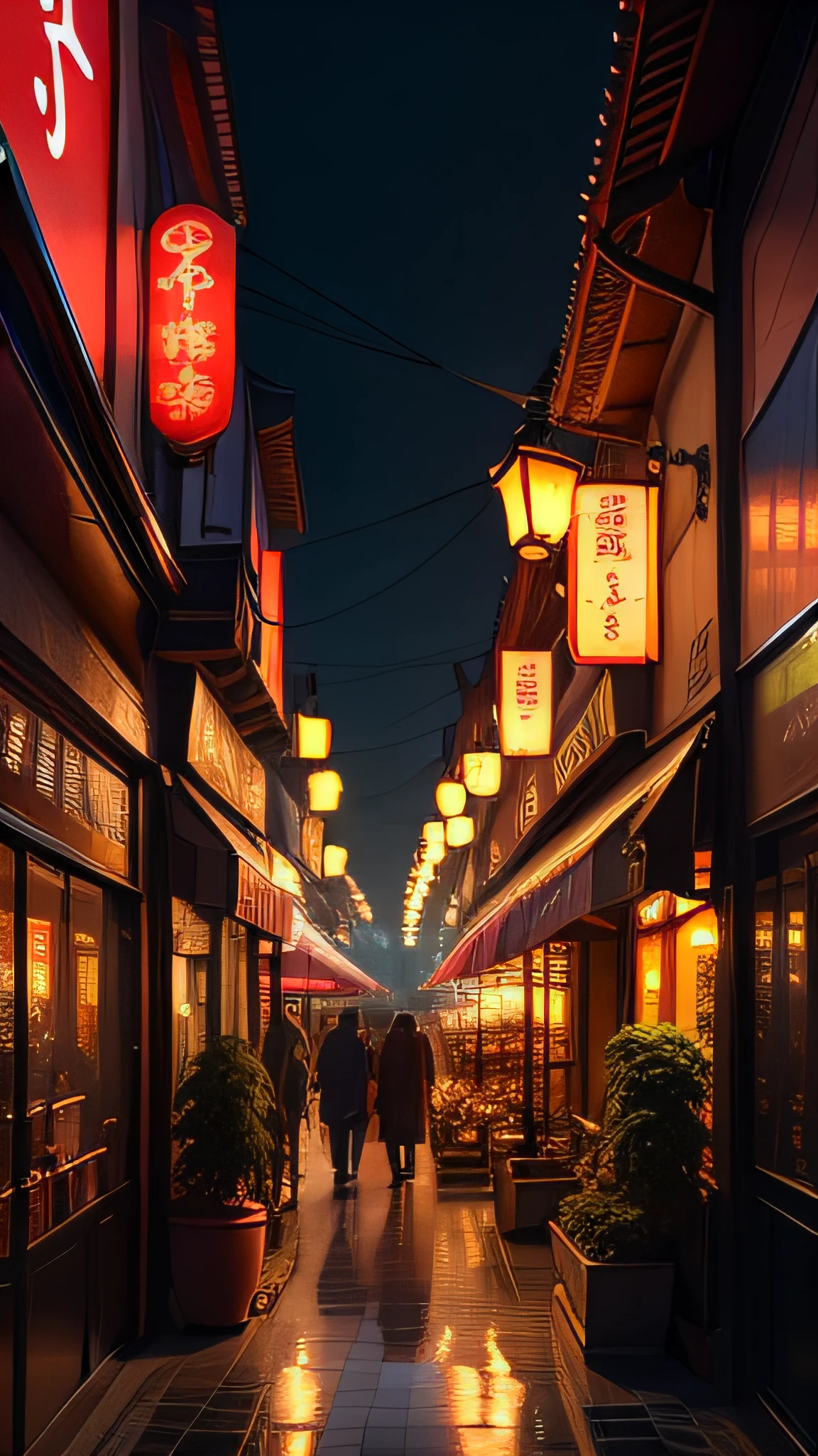 Hangzhou night view，neonlight，ssee-through，streetview，Tapas，Shop，真实感，visualizador，shot，photore，Real Scene，Natural light