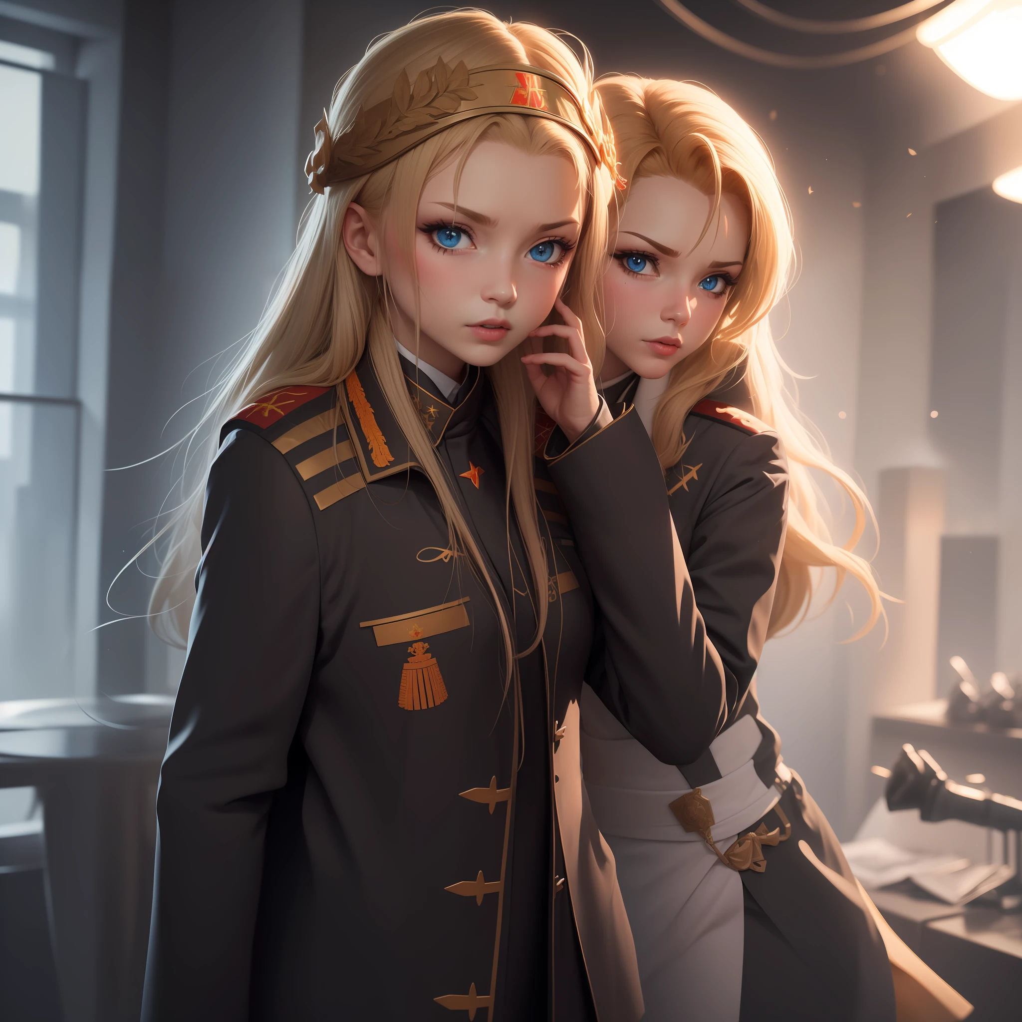 (((((Cyka Blyat))))), rudeus, 1girl with sovietic uniform , hard bass russian girl