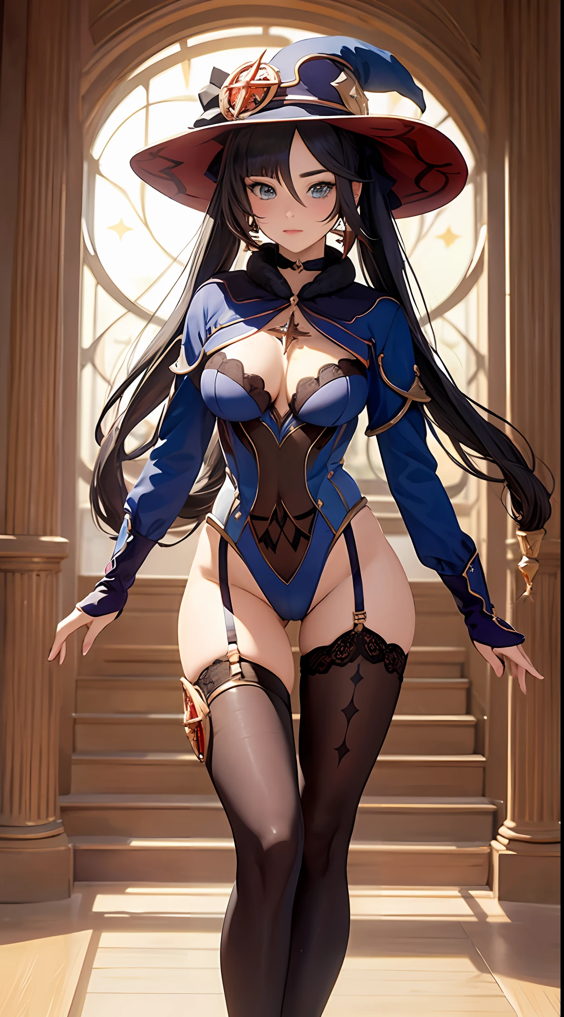 (1 girl),(masterpiece: 1.3), (beautiful: 1.2), (high quality: 1.2), (finely detailed: 1.2), (beautiful eyes: 1.5), portrait, realistic, 3D face, (bright eyes: 1.1), shiny hair, shiny skin, alone, embarrassed, abdomen, brown hair, blue eyes, (lingerie: 1.3), full body, excellent anatomy, cute pose, cute hands, cameltoe. monastarpact