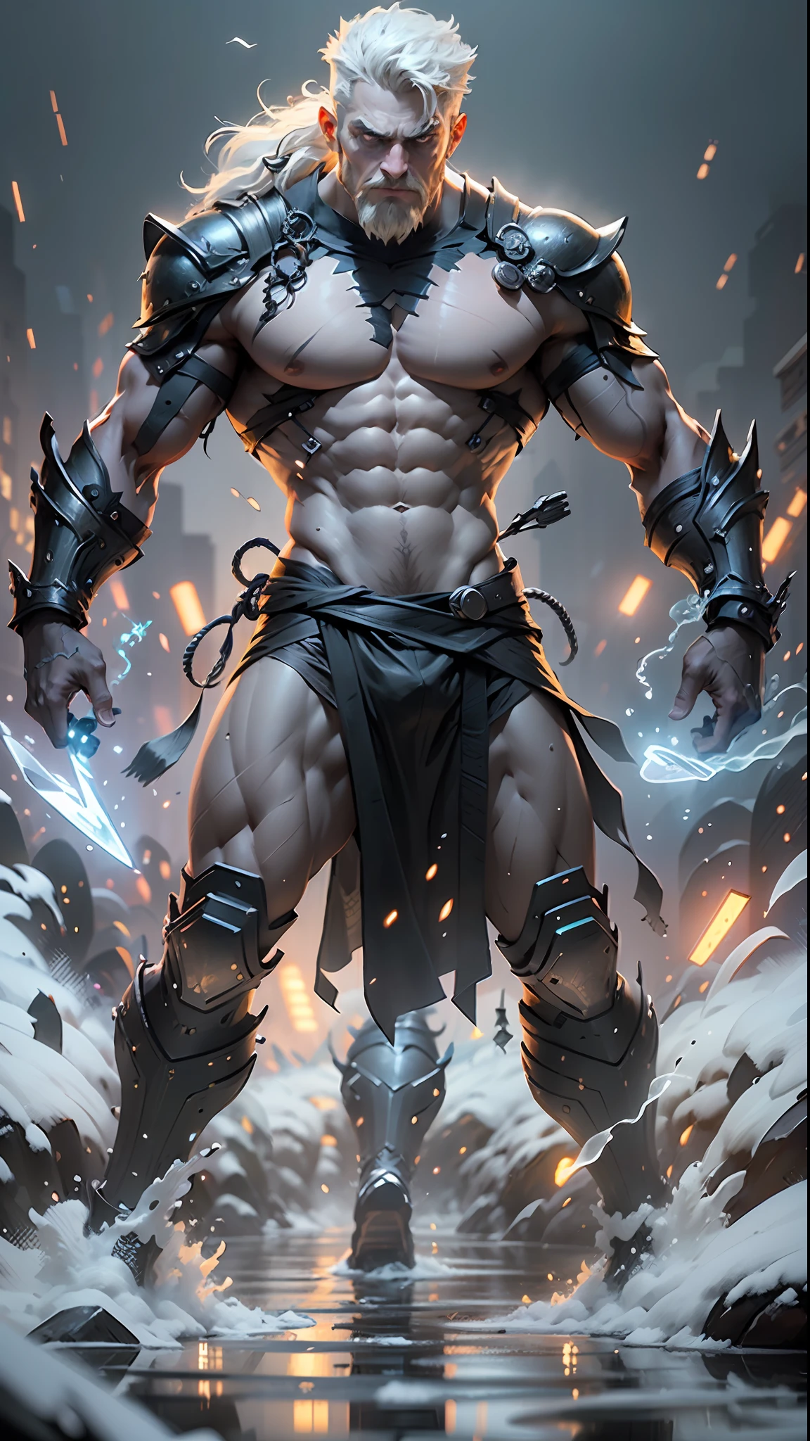 **3D look, A stunning full body portrayal of gerrard butler as leonidas in the 300 movie in the midst of an intense nighttime battle. Nightmare. Japanese style. Cyberpunk. lightning. The dynamic composition showcases the powerful, fluid movements, with muted hues that heighten the dramatic action. impressive, surreal, cinematic lighting, cinematic photoshot, extremely detailed and complex, VFX volume fog around, nighttime, super max, surreal, super detailed, high contrast, Rtx on, Hdr, photography, realistic, dof on, fov on, motion blur, lens flares on, 50mm Prime f/ 1. 8, White balance, Super resolution, Megapixel, ProPhoto RGB, VR, high, epic, Rear half lighting, Lights background, natural lighting, incandescent light, fiber optic, mood lighting, cinema lighting, studio lighting, soft illumination, volumetric, contrast, dark lighting, accent lighting, projection global illumination, Screen space global illumination, Ray tracing global illumination, Red fringing light, 45% cold color grading, Optics, Scattering, Glow, Shadows, hyperrealism, Caustic water, refraction water, exquisite detail, intric ately - detailed, ultra - detailed photography, high - sharpness, high reflection, award - winning photograph