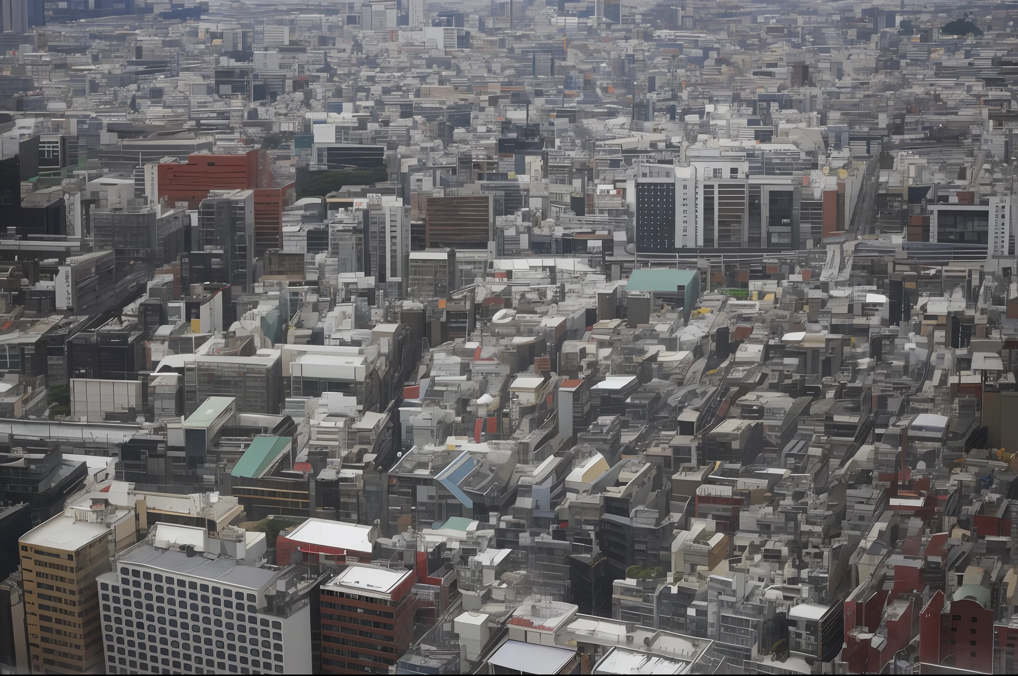 Alafe view of the city with many skyscrapers, japanese downtown, japanese city, Tokyo - esque town, Tokyo city in the background, Aerial view of the city, tokio city, Bird's eye view of the city, tokyo in the background, Lots of buildings, busy cityscape, lots of building, Many buildings, Above the city, japanese neighborhood、top-quality、masterpiece、animesque