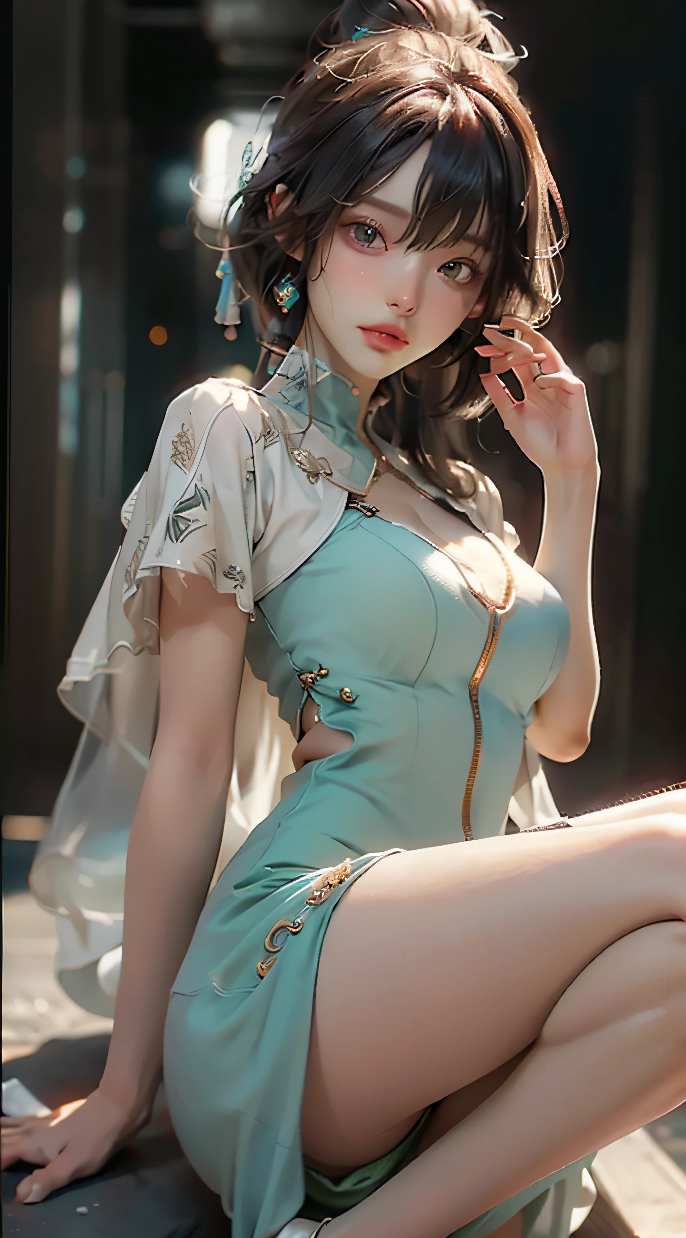 （best qualtiy）， （（tmasterpiece）， （the detail： 1.4）， 3D， Beautiful cyberpunk woman， HDR（HighDynamicRange）， Ray traching， NVIDIA RTX， Hyper-Resolution， Unreal 5， sub surface scattering， PBR textures， Post-processing， Anisotropic filtering， depth of fields， Maximum Sharpness and Clarity， Many-Layer Textures， Albedo e mapas Speculares， Surface Coloring， Accurate simulation of light-material interactions， perfectly proportions， rendering by octane， Two-colored light，largeaperture， Low ISO，White balance，trichotomy，8K RAW，，，spread their legs，Longing eyes，Want to have，possessed，Touch yourself，Touch yourself，see-through transparent clothes，see-through transparent clothes，long leges