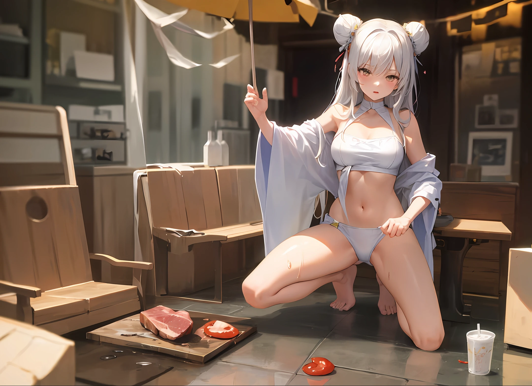 *opening legs*Open leg squat*Raised sexy*Exposed milk*Strangle meat in private parts*Liquid outflow from the private parts*perspiring*Full body like*Spread your hair*extremely detaile*half-close eyes*ssee-through*the night*bare-legged*long whitr hair*Delicate body depiction*Bun head*Bigchest*By bangs*Wet hair*The barefoot*very high res*complexdetails*HDR*Excellent details*Be red in the face*cropped shoulders*True light source*quadratic element
