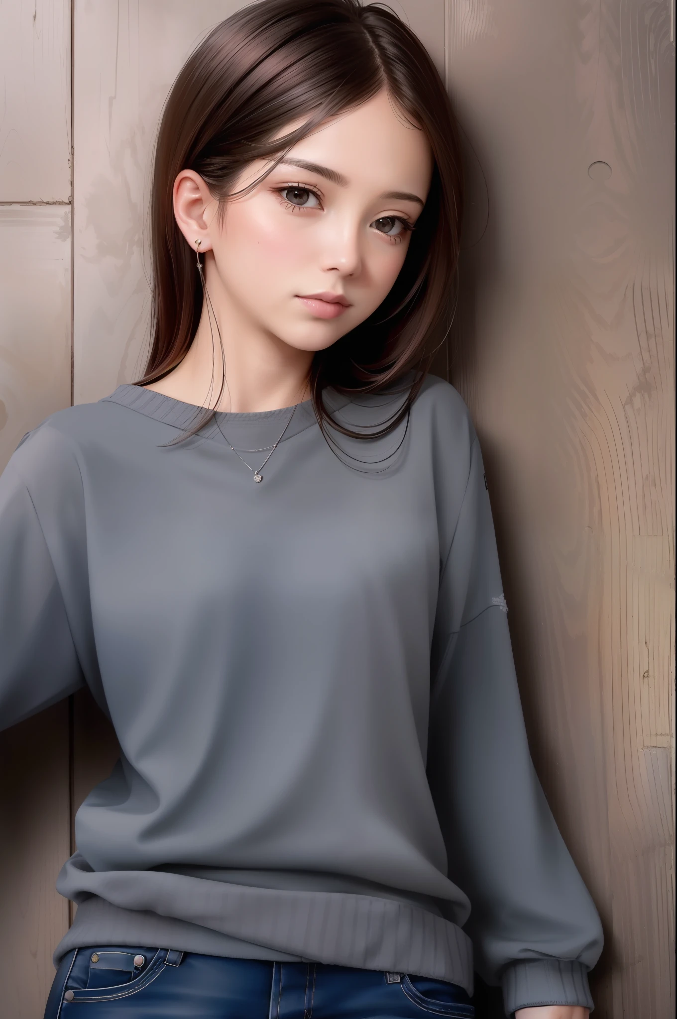 (Best quality, Masterpiece:1.1), (Realistic:1.4), 1girll, Cowboy shot, Sweater