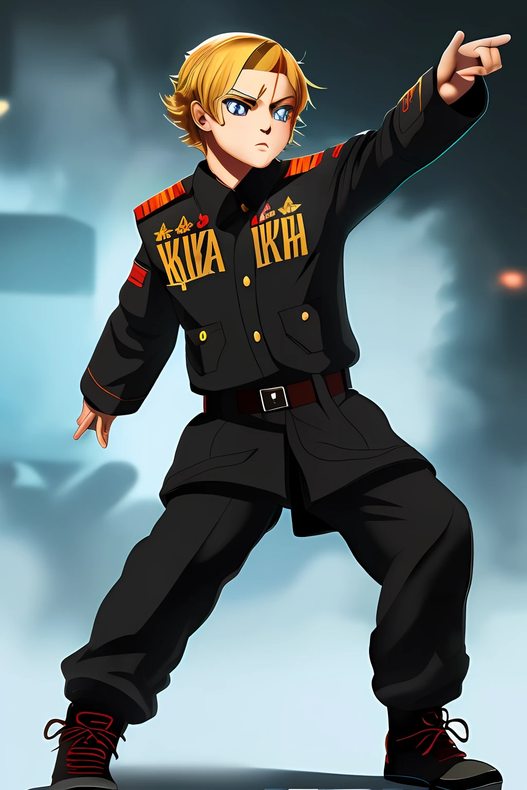 (((((Cyka Blyat))))), Rudeus, 1Cyberpunk girl with Soviet uniform , Hard bass russa rudeus , ((in action)), grafico detalhista, trabalho grafico perfeito