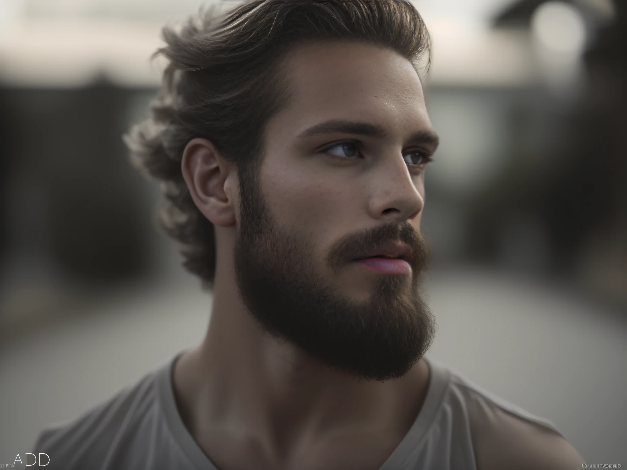 A 25-year-old man from Sweden, masculino, barbado, barba cheia, modelo, corpo inteiro, pose elegante, muito bonito, looking-into-camera, imagem detalhada, UHD, 8k, bem iluminado, grain of film