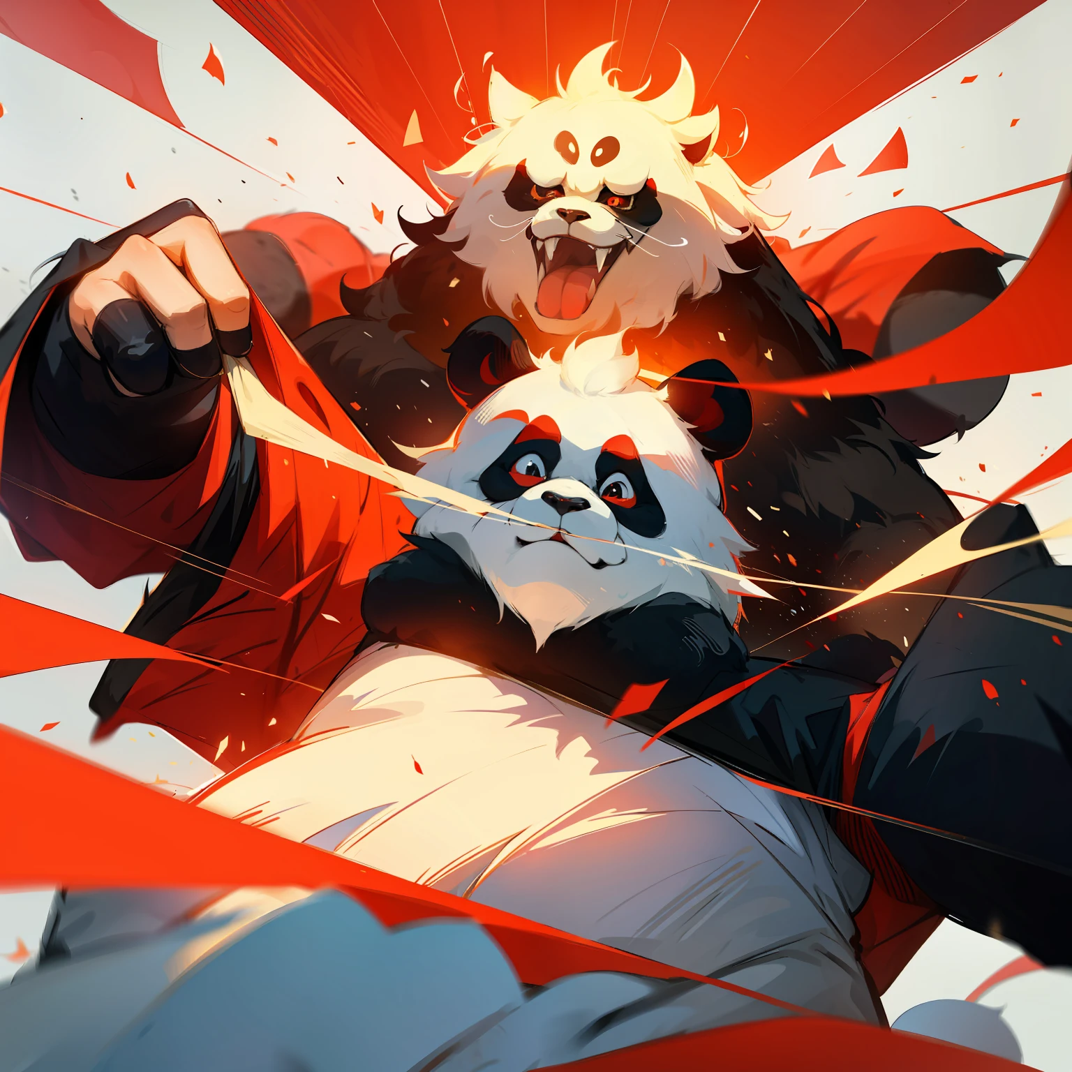 pandas,锁链,火焰,ancientry,red colour,Fierce --auto