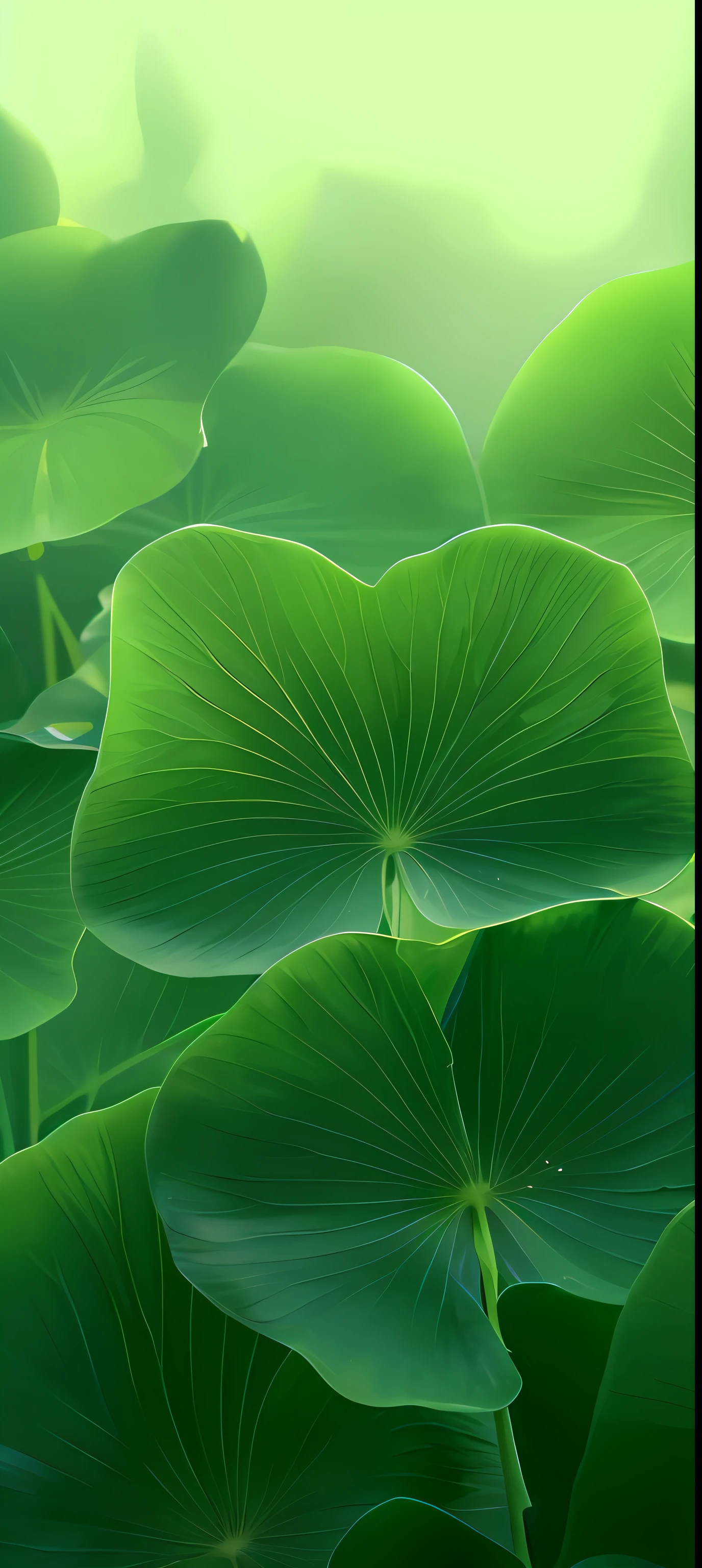 Close-up of a bunch of green leaves on a plant, Green leaves, highly detailed green leaves, green leaf, vibrant colorful green leaves, large leaves and stems, Lush foliage, large leaves and stems, alien foliage plants, big leafs, vibrant green plants, green plant, big leafs, Vibrant green, Green plants, many leaves, lush plant growth, glowing green