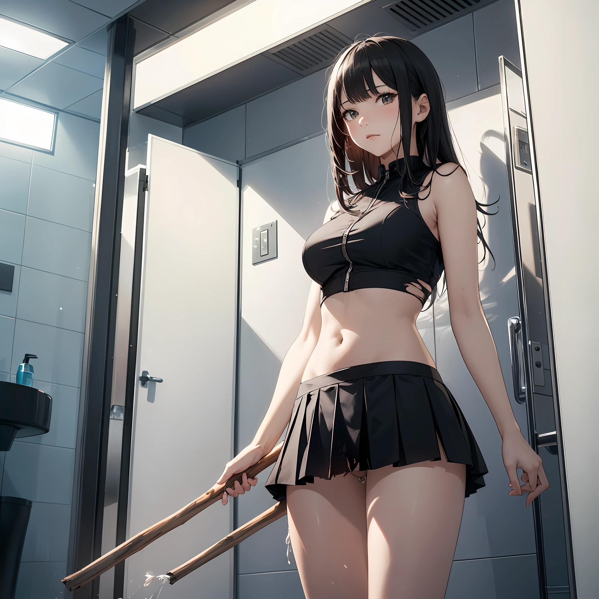 1 girl is taking to lavatory，are standing，embarressed，Be red in the face，girl is peeing self：2，Superskirt,Raised sexy，Realiy，Tempting，The thighs are wet，Pornographic，Torn skirt，Real Human，The liquid runs down the thigh，lifted skirt，short transparent dress，Girl facing the audience，Embodies the body texture，Girls wear transparent skirts，Foreign body on the inner thigh，With a stick in his hand，The genitals --auto