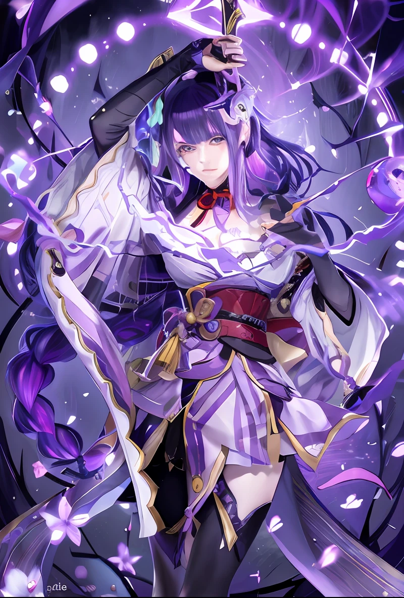 Anime girl with purple hair and sword in her hand, Ayaka Genshin impact, Keqing from Genshin Impact, Beautiful celestial mage, black-haired mage, Onmyoji detailed art, arcane art style, onmyoji portrait, Portrait Chevaliers du Zodiaque Fille, zhongli from genshin impact, shalltear bloodfallen