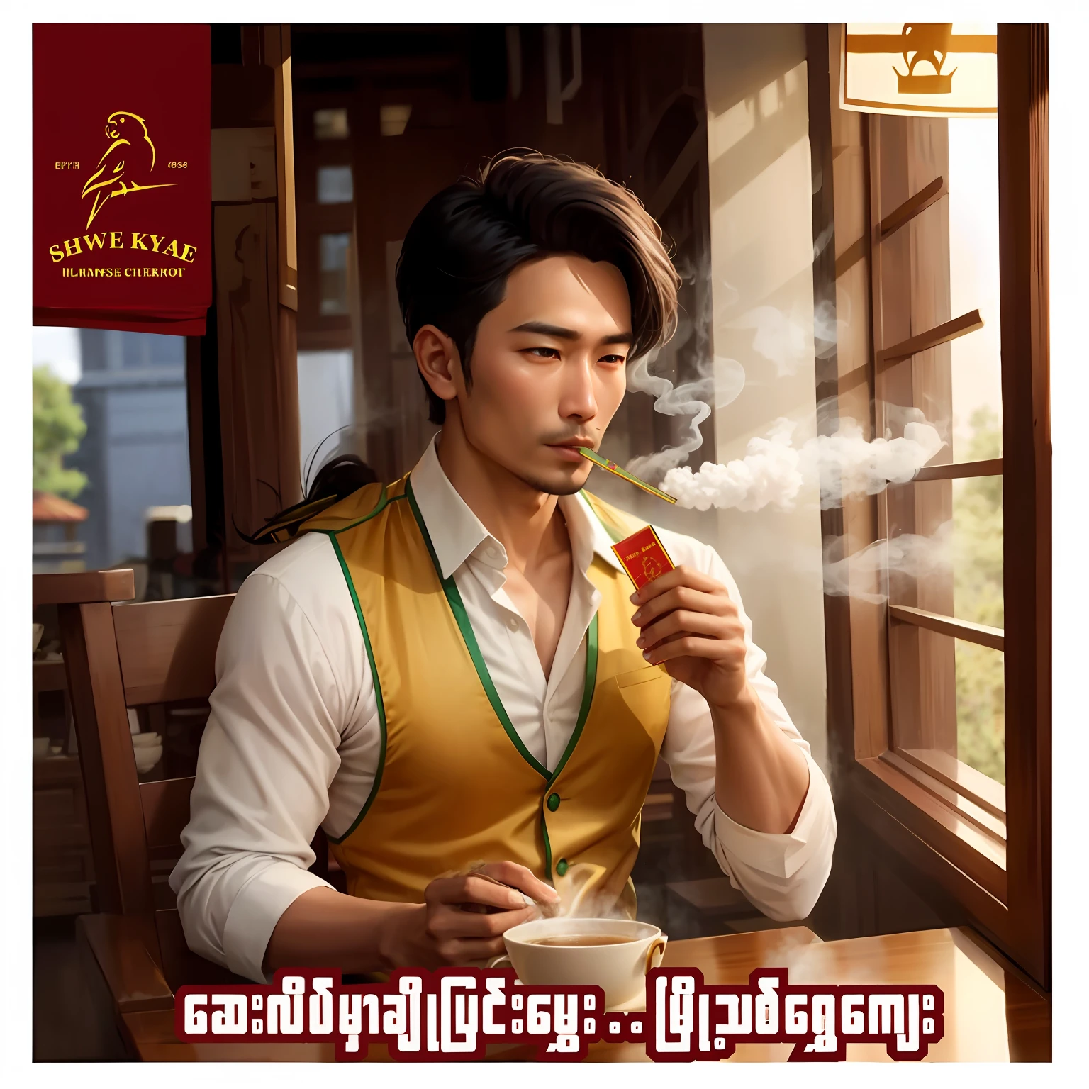 Tea shop in Myanmar background