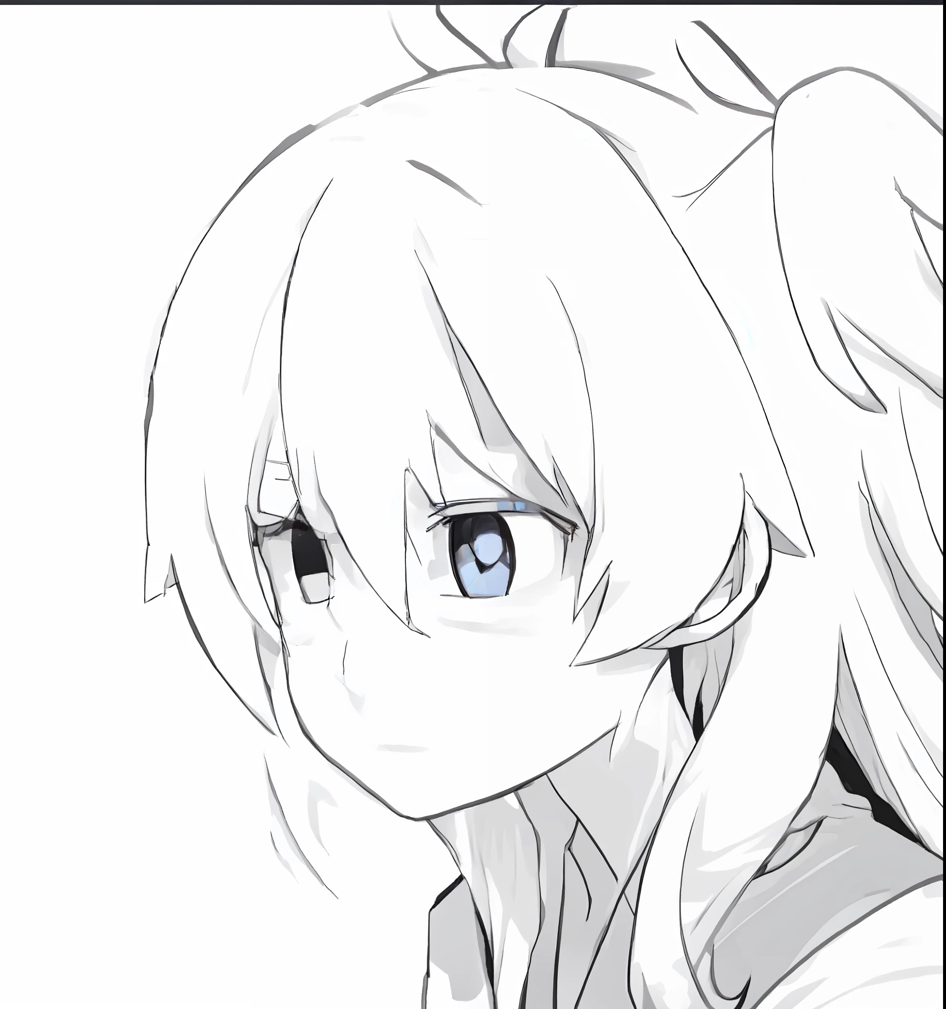 a drawing of a girl with long hair and a ponytail, clean anime outlines, extremely cute anime girl face, close up of a young anime girl, anime moe art style, anime girl profile, Detailed anime soft face,  anime shading), flat anime style shading, Perfect anime face, Detailed anime face, konosuba anime style