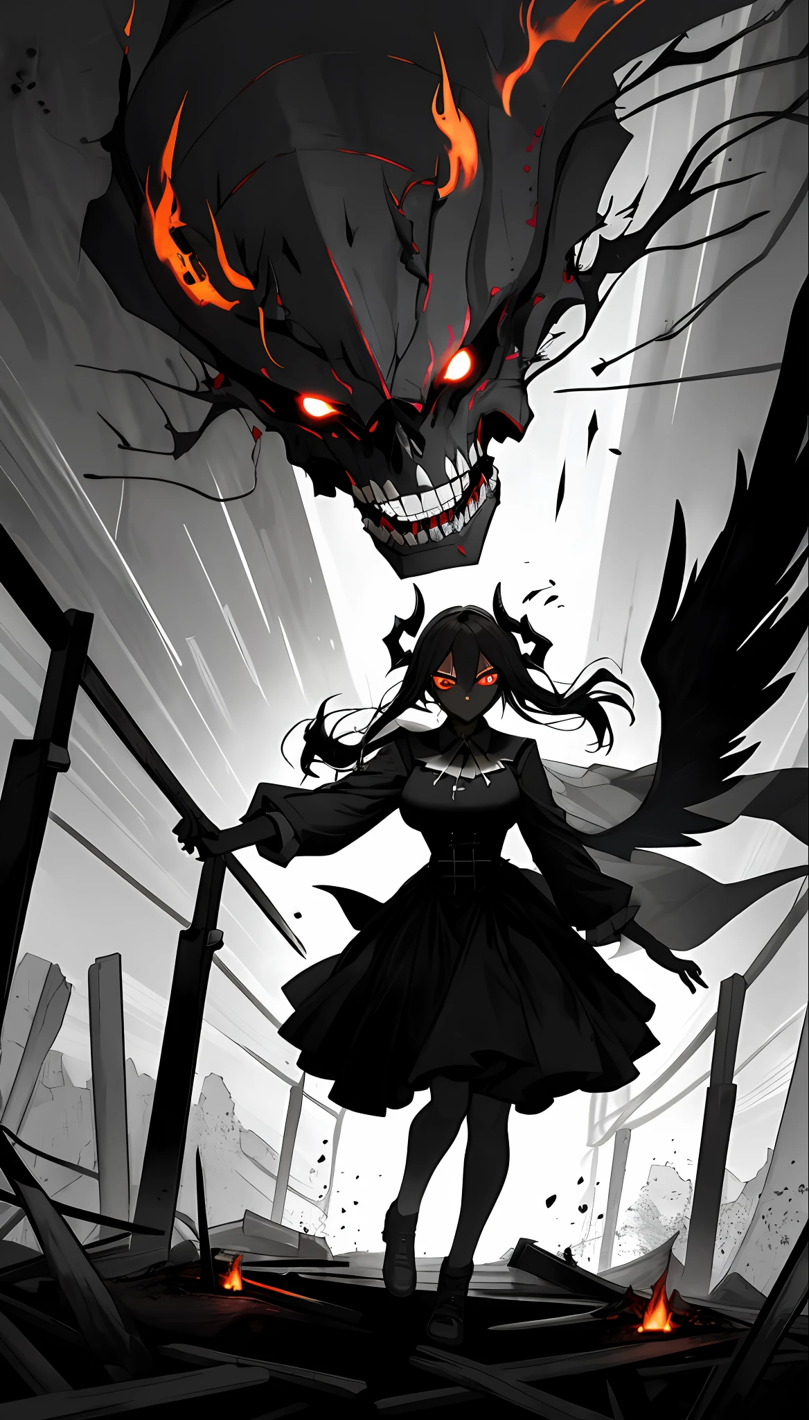 (dark skin), (demon horns), large breasts,
Immortal temptation takes over my mind
Condemned
Fallen weak on my knees, summon the strength
Of mayhem
I am the storm that is approaching
Provoking black clouds in isolation
I am reclaimer of my name
Born in flames, I have been blessed
My family crest is a demon of death
Forsakened, I am awakened
A phoenix's ash in dark divine
Descending misery
Destiny chasing time
Inherit the nightmare, surrounded by fate
Can't run away
Keep walking the line between the light
Led astray
Through vacant halls I won't surrend5r
The truth rev5aled in eyes of ember
We fight through fire and ice forever
Two souls once lost, and now they remember
I am the storm that is approaching
Provoking black clouds and isolation
I am reclaimer of my name
Born in flames, I have been blessed
My family crest is a demon of death
Forsakened, I am awakened
A phoenix's ash in dark divine
Descending misery
Destiny chasing time
Disappear into the night
Lost shadows left behind
Obsession's pulling me
Fading, I've come to take what's mine
Lurking in the shadows under veil of night
Constellations of blood pirouette
Dancing through the graves of those who stand at my feet
Dreams of the black throne I keep on repeat
A derelict of darkness, summoned from the ashes
The puppetmaster congregates all the masses
Pulling strings, twisting minds as blades hit
You want this power? Then come try and take it
Beyond the tree
Fire burns
Secret love
Bloodline yearns
Dark minds embrace
Crimson joy
Does your dim heart
Heal or destroy?
Bury the light deep within
Cast aside, there's no coming home
We're burning chaos in the wind
Drifting in the ocean all alone