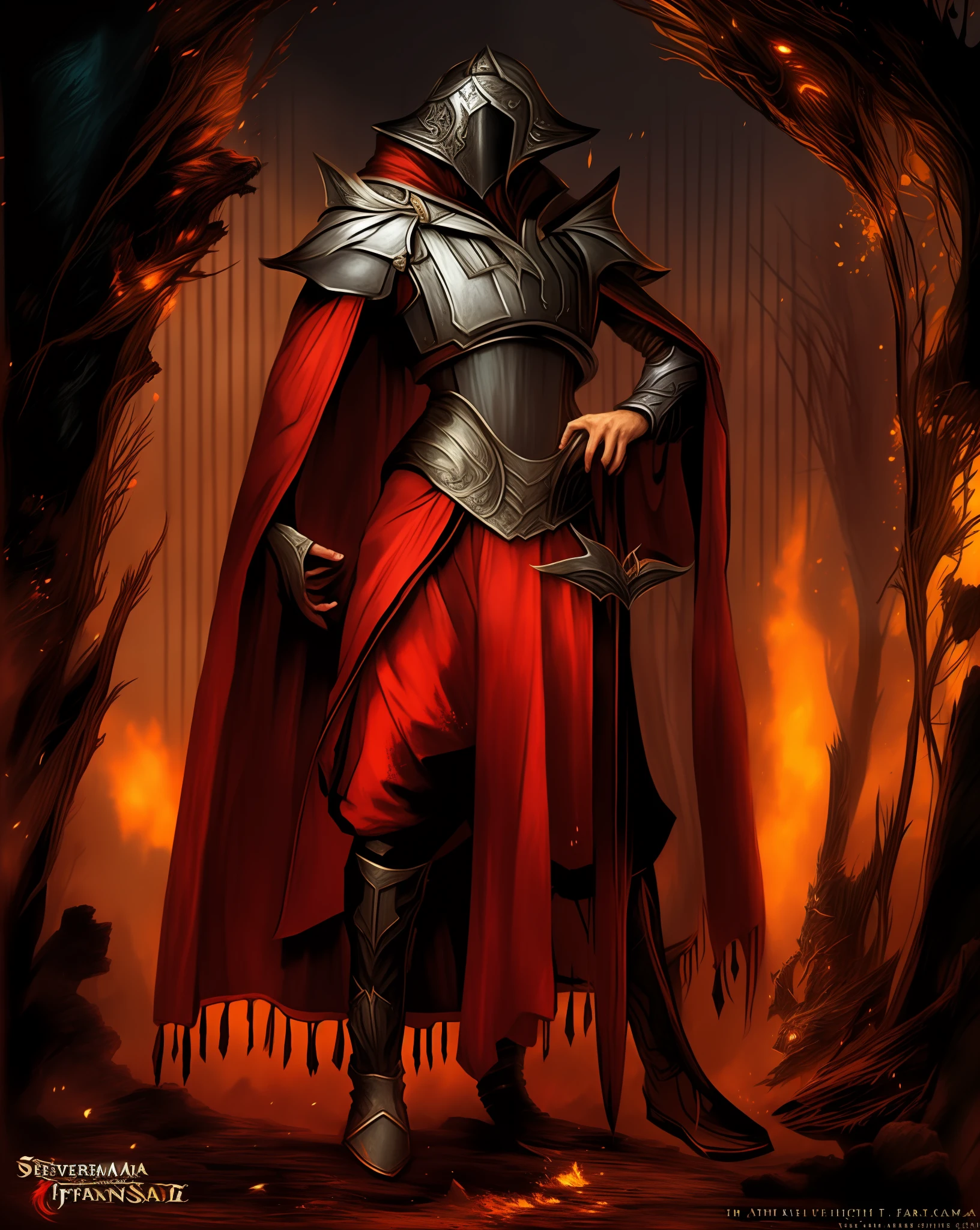 Imagem de um homem vestido com um manto vermelho e segurando uma espada, cavaleiro de sangue, Senhora na armadura vermelha, Senhor de Cinder, epic fantasy card game art, Epic Fantasy Digital Art Style, Arte do Jogo de Cartas de Fantasia, armadura vermelha de sangue, cavaleiro blindado em vermelho, full portrait of magical knight, arte fantasia behance, epic fantasy character art