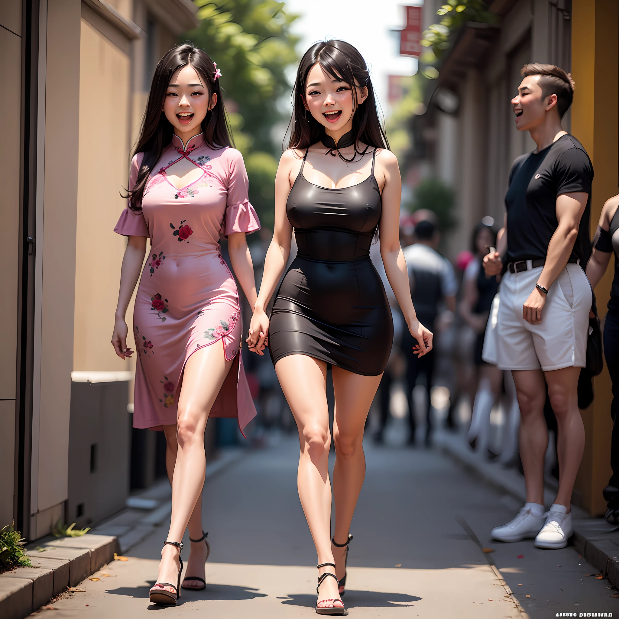 stunner,Sexy little sister,Dress revealingly,Adults 18 years old,Chinese,Feminine laughter,Full body photo --auto