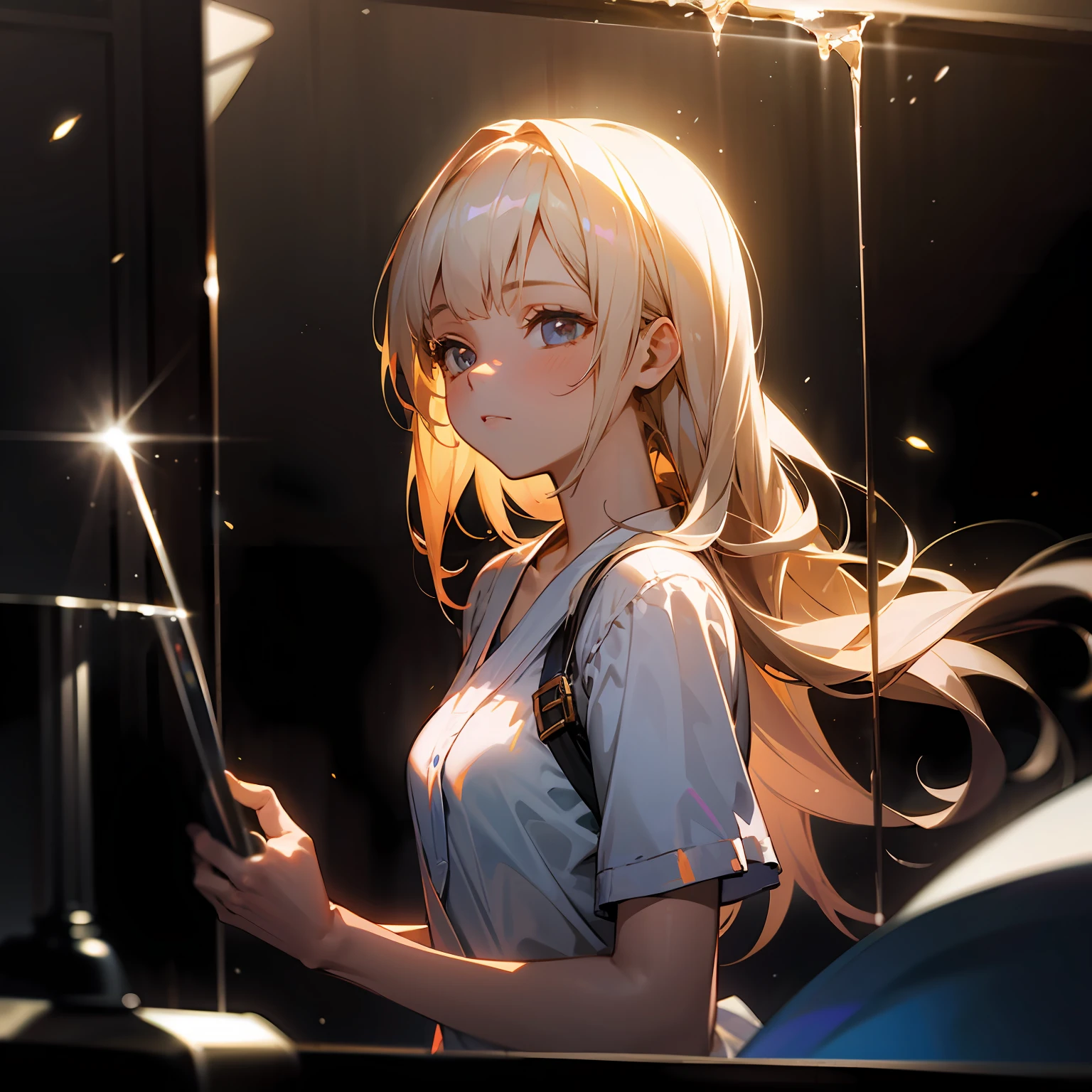 zori，glass，Long-haired girl，Vacated，Light，HD beauty CG