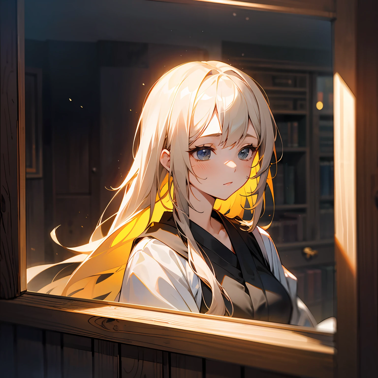 zori,glass,Long-haired girl,Vacated,Light,HD beauty CG