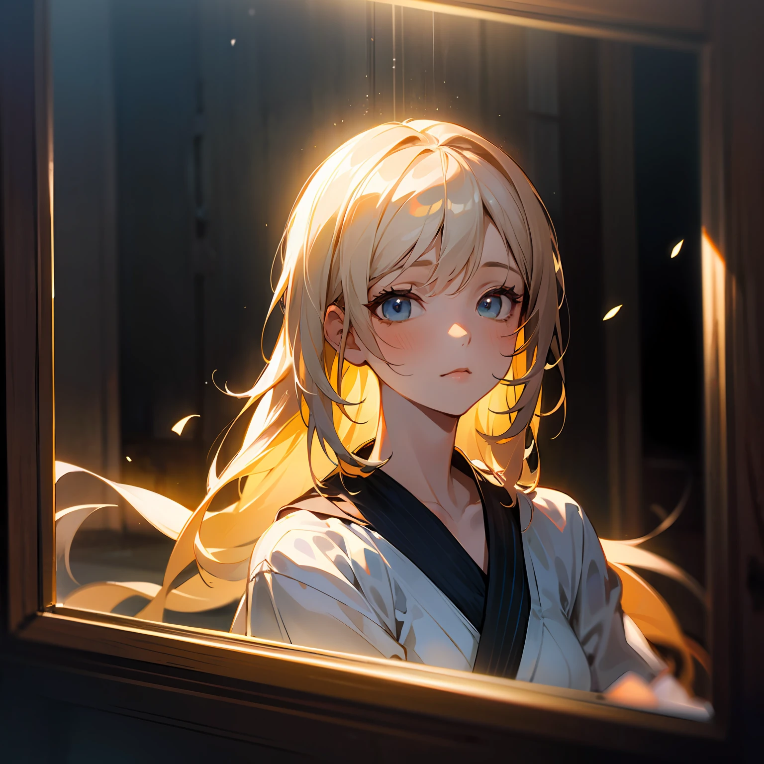 zori,glass,Long-haired girl,Vacated,Light,HD beauty CG
