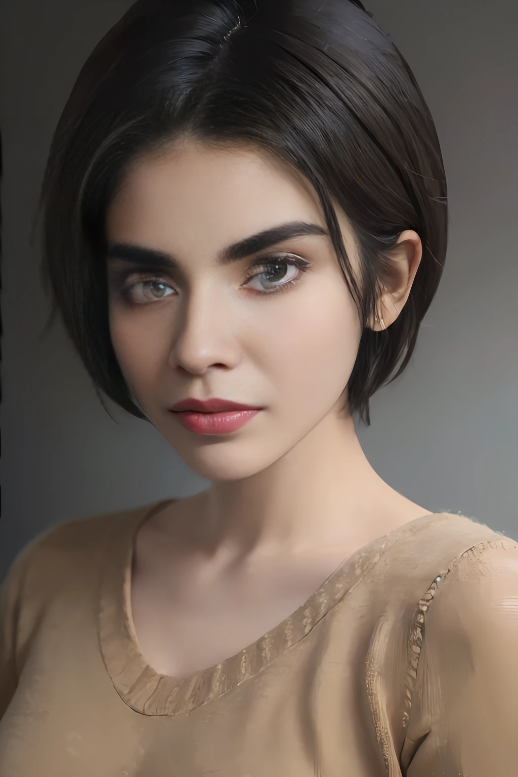 (masterpiece:1.3), (8k, photorealistic, RAW photo, best quality: 1.4), (1girl), beautiful face, (realistic face), (black hair, short hair:1.3), beautiful hairstyle, realistic eyes, beautiful detailed eyes, (realistic skin), beautiful skin, (sweater), absurdres, attractive, ultra high res, ultra realistic, highly detailed, golden ratio