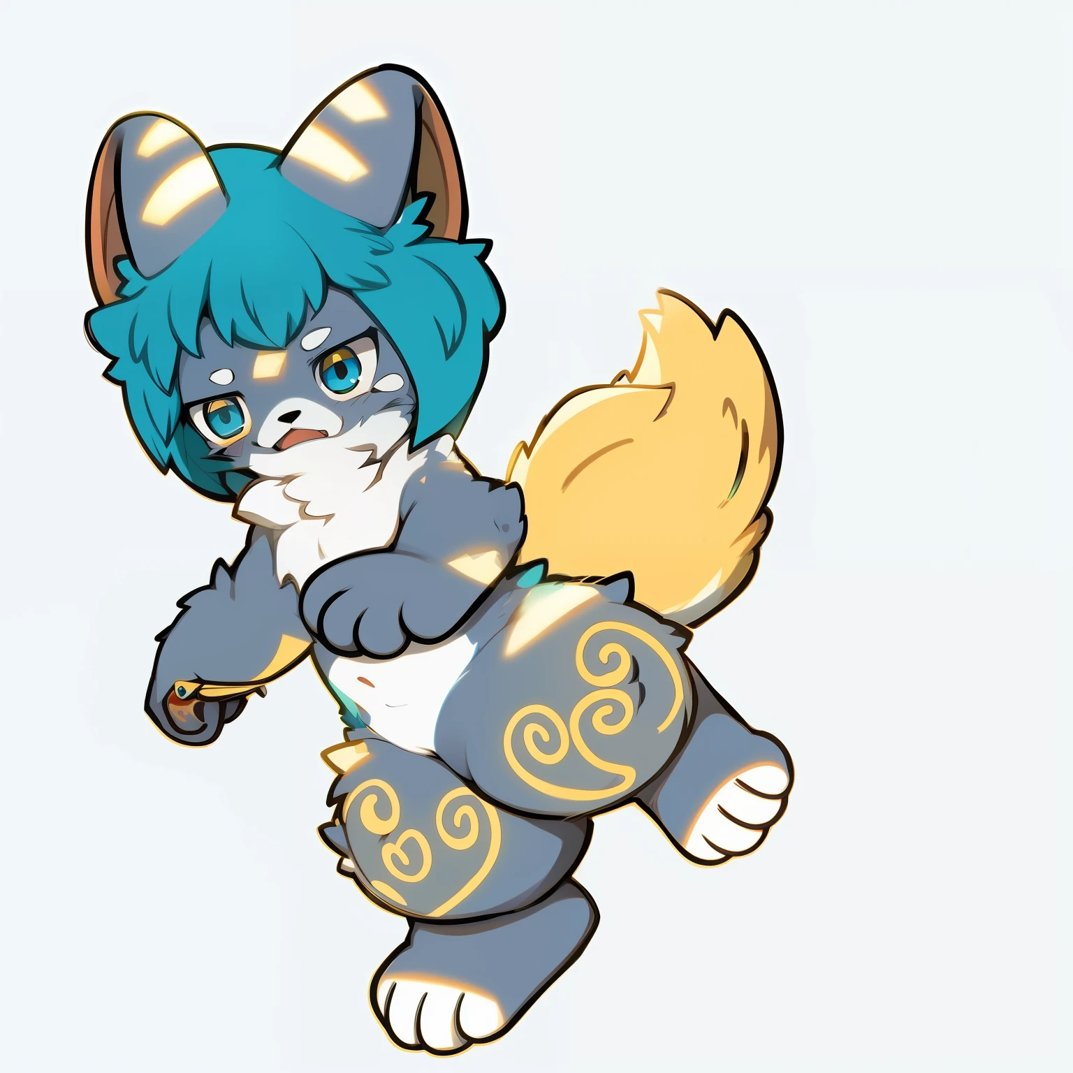pussycat,shaggy,Blue hair, yellow pattern