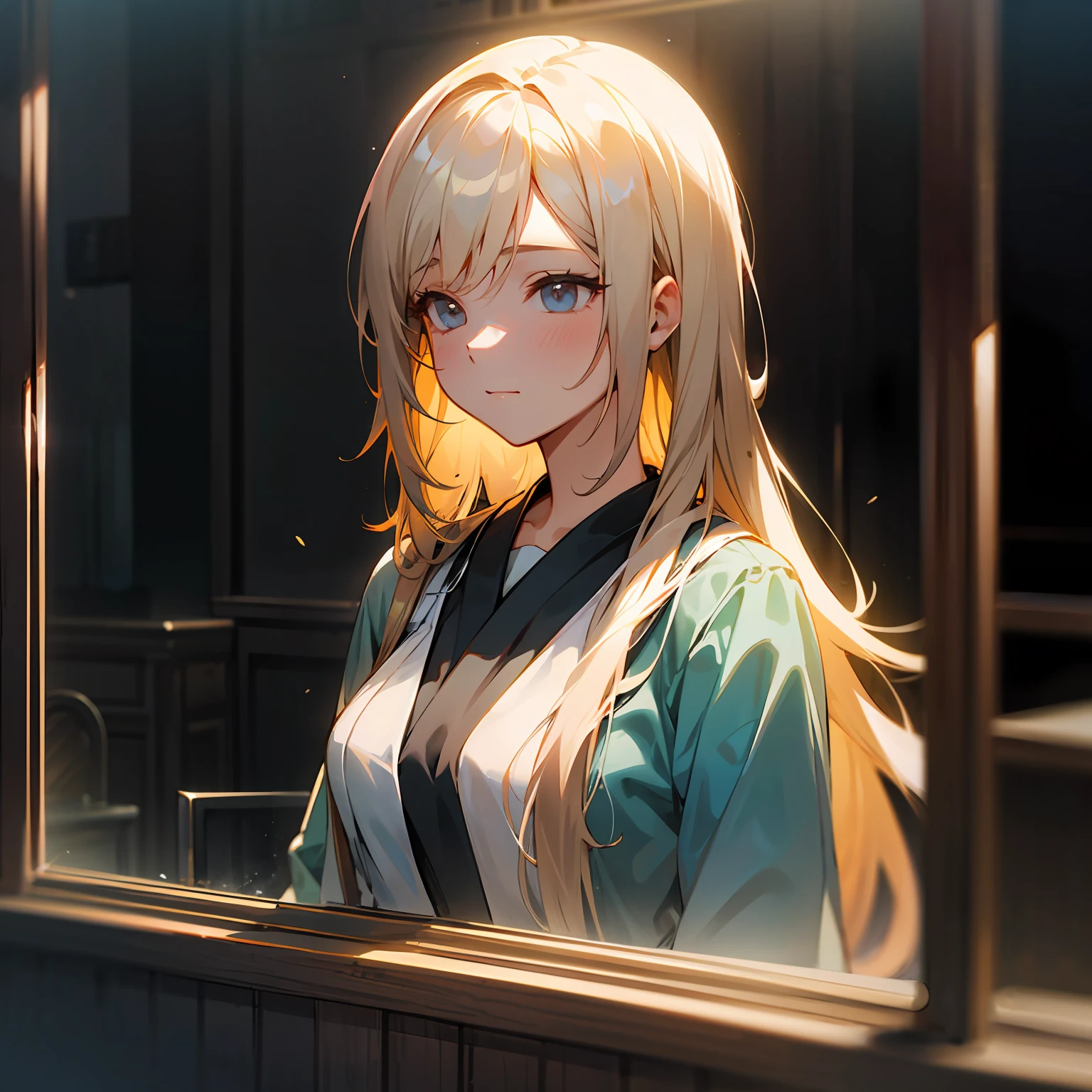 zori,glass,Long-haired girl,Vacated,Light,HD beauty CG
