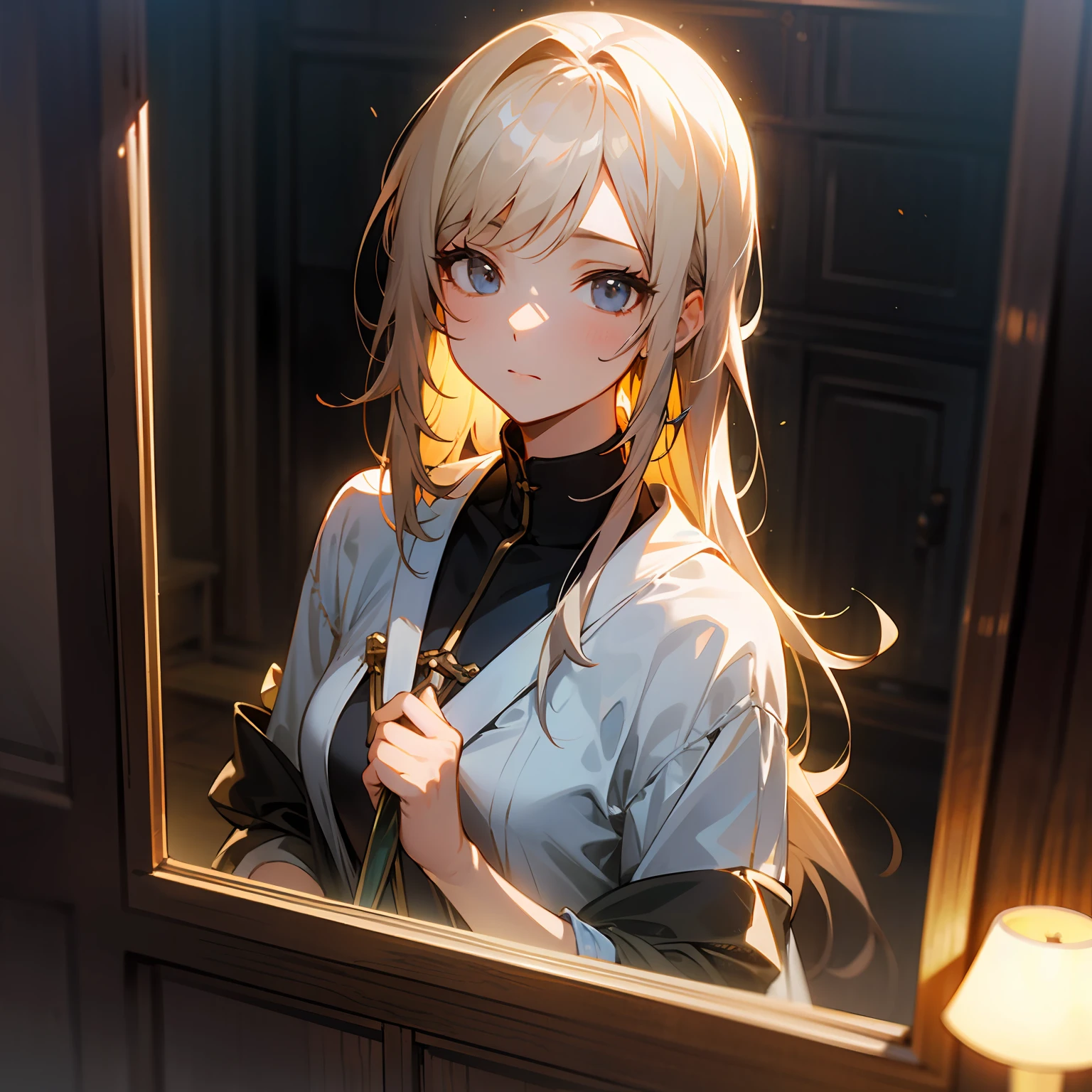 zori，glass，Long-haired girl，Vacated，Light，HD beauty CG