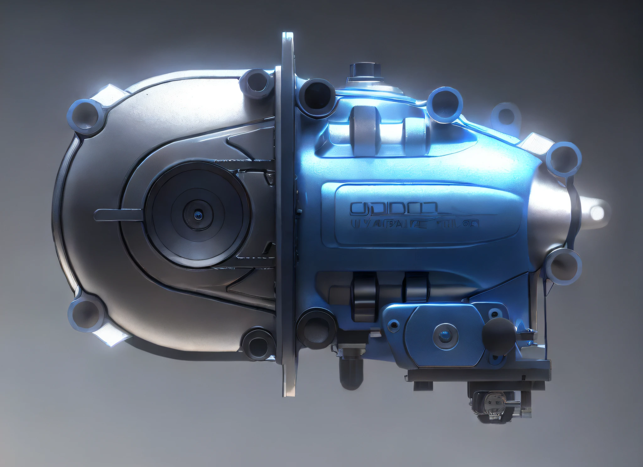 Machine close-up of small engine on blue background, detailed mechanical design, full - view, detailed innards, high detail illustration, illustration detailed, bottom - view, depth detail, modeled in 3 d, bottom angles, modeled, center view, Renders, closeup - view, Close view, added detail, Realistic mechanical details, exploded view， detail render, tmasterpiece，Highest quality t，Extremely beautiful reflections，The best reflection，（Very detailed CG unity 8K wallpaper）（Best quality t）（The best illustrations）（The best shades），rendering by octane，Ray traching，Ultra-fine details，portrait symetrical， (Cyborg:1.1)，([Tail | detailed wire]:1.3)，(Complicated details)，hdr，(Complicated details，ultra - detailed:1.2)，Cinema lenses，Vignette，at centre，(Cyborg:1.1)，([Tail | detailed wire]:1.3)，(Complicated details)，hdr，(Complicated details，ultra - detailed:1.2)，Cinema lenses，Vignette，at centre， ，