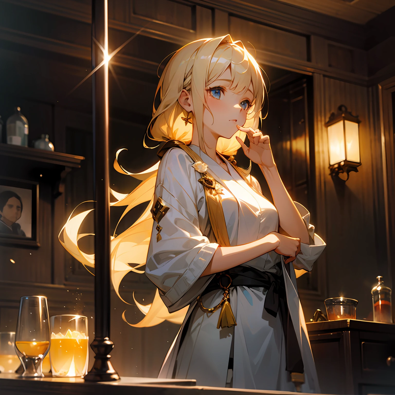 zori，glass，Long-haired girl，Vacated，Light，HD beauty CG