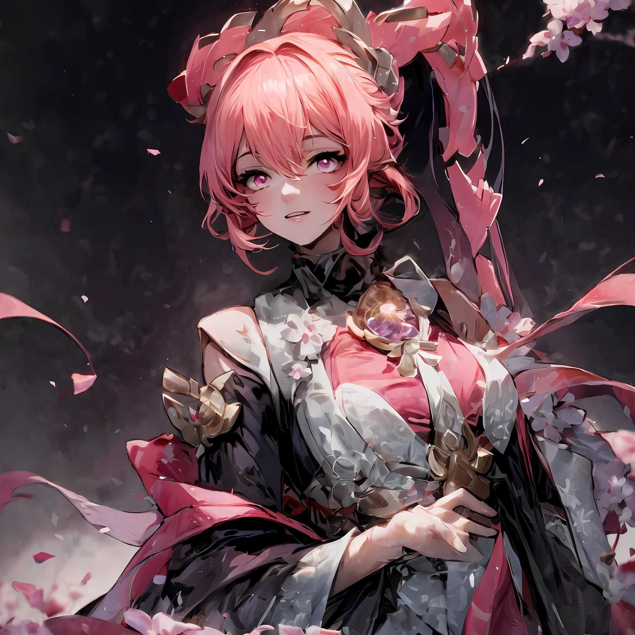 anime - style image of a woman with pink hair and a pink dress, Detailed digital anime art, Guweiz on ArtStation Pixiv, Ross Tran 8 K, Guweiz in Pixiv ArtStation, Guviz, Guviz-style artwork, 8k octae render photo, 8K high quality detailed art，Lady，diplomat，elegant，the detail ，The texture is clear --auto